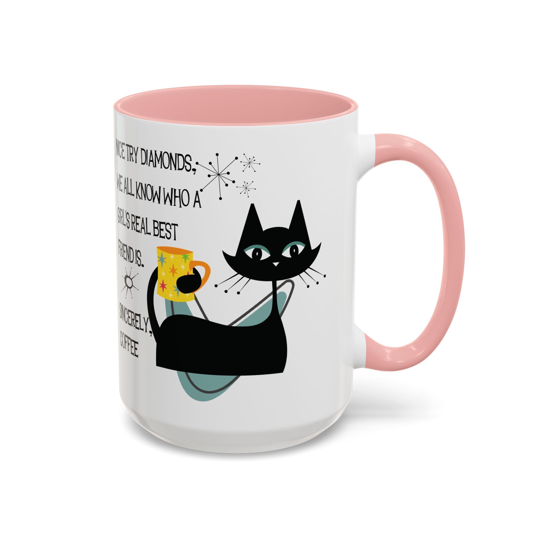 Kate McEnroe New York Atomic Cat Retro Coffee Mug, Mid Century Modern Boomerang Starburst, Sassy Girl’s Best Friend, MCM Drinkware, Kitschy Funny Coffee Lover GiftsMugs17968325699697427470