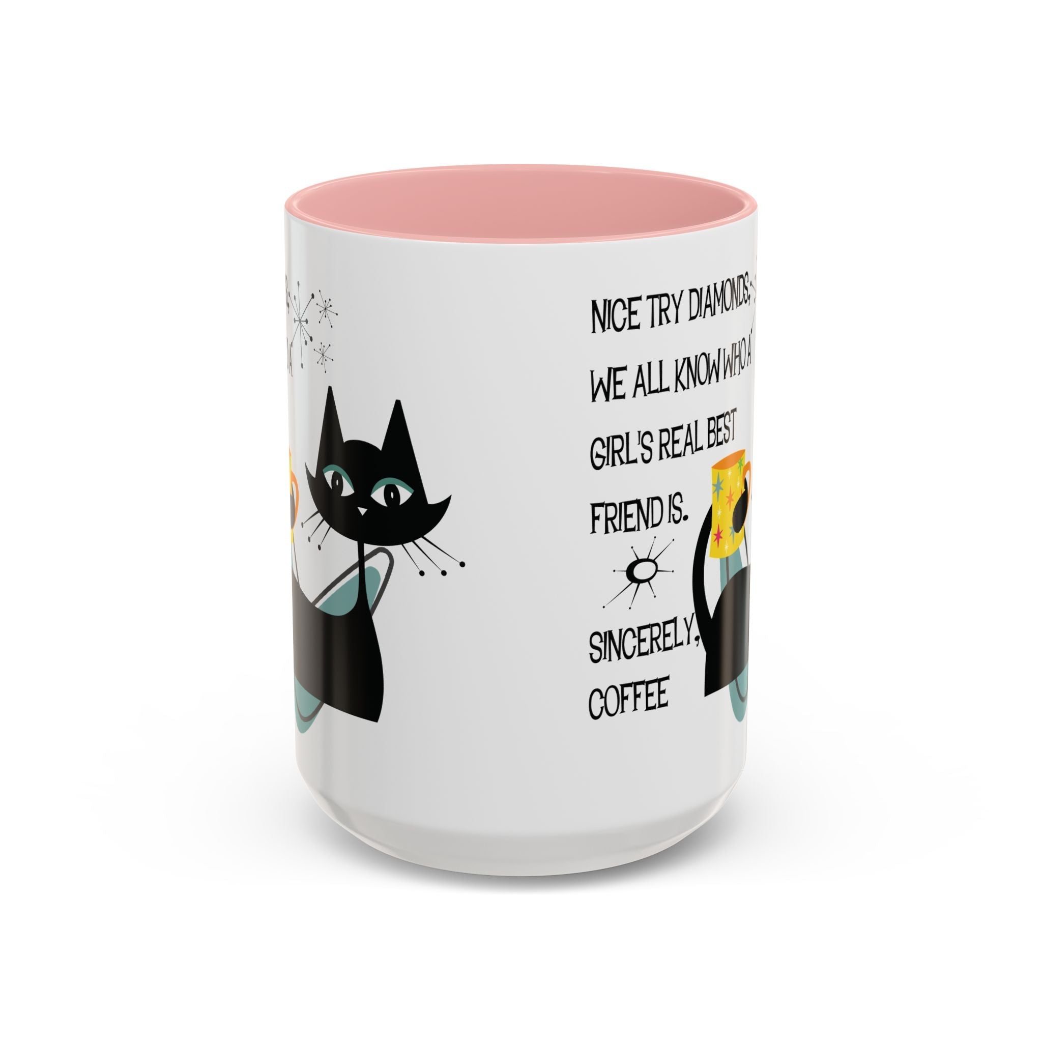 Kate McEnroe New York Atomic Cat Retro Coffee Mug, Mid Century Modern Boomerang Starburst, Sassy Girl’s Best Friend, MCM Drinkware, Kitschy Funny Coffee Lover GiftsMugs17968325699697427470
