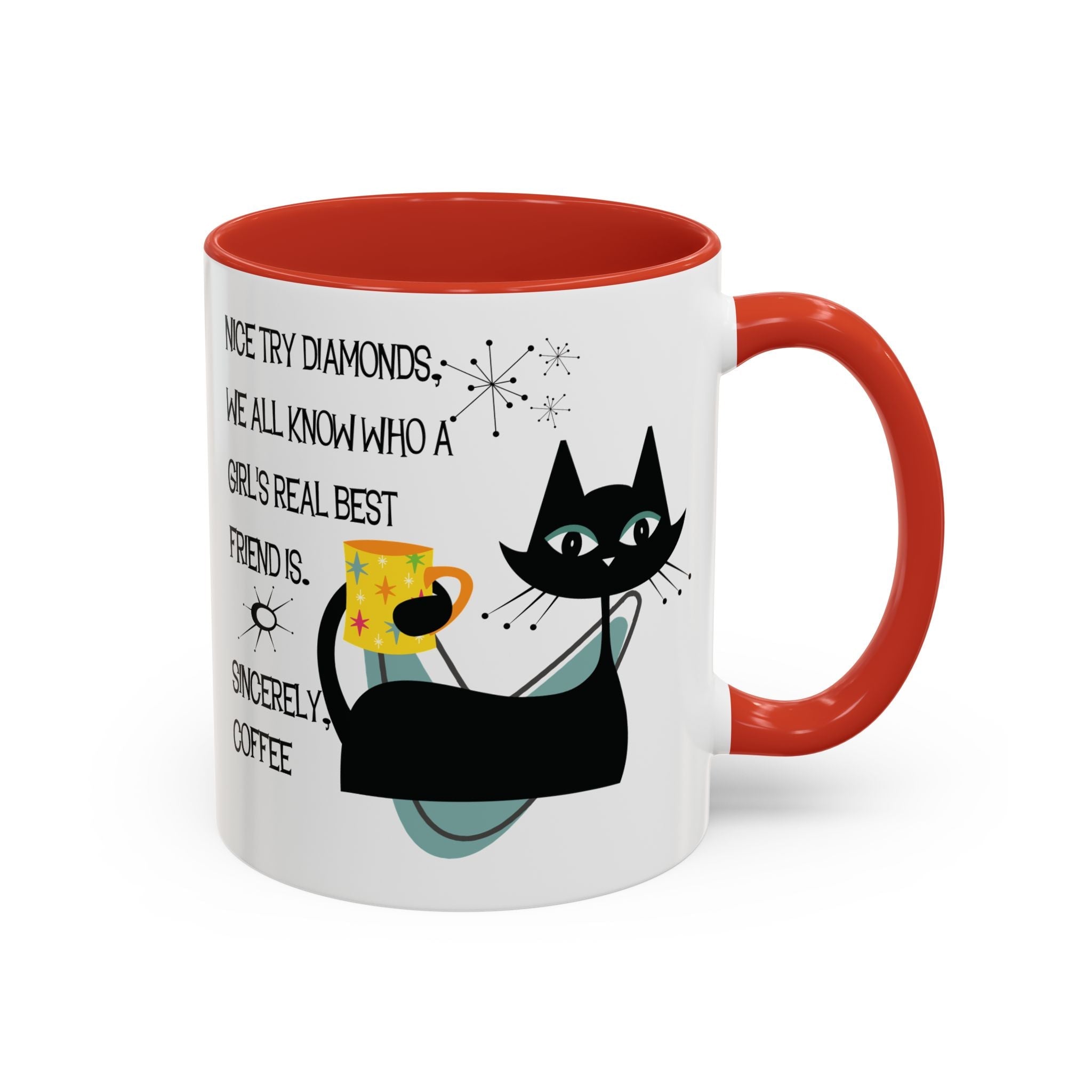 Kate McEnroe New York Atomic Cat Retro Coffee Mug, Mid Century Modern Boomerang Starburst, Sassy Girl’s Best Friend, MCM Drinkware, Kitschy Funny Coffee Lover GiftsMugs17968325699697427470