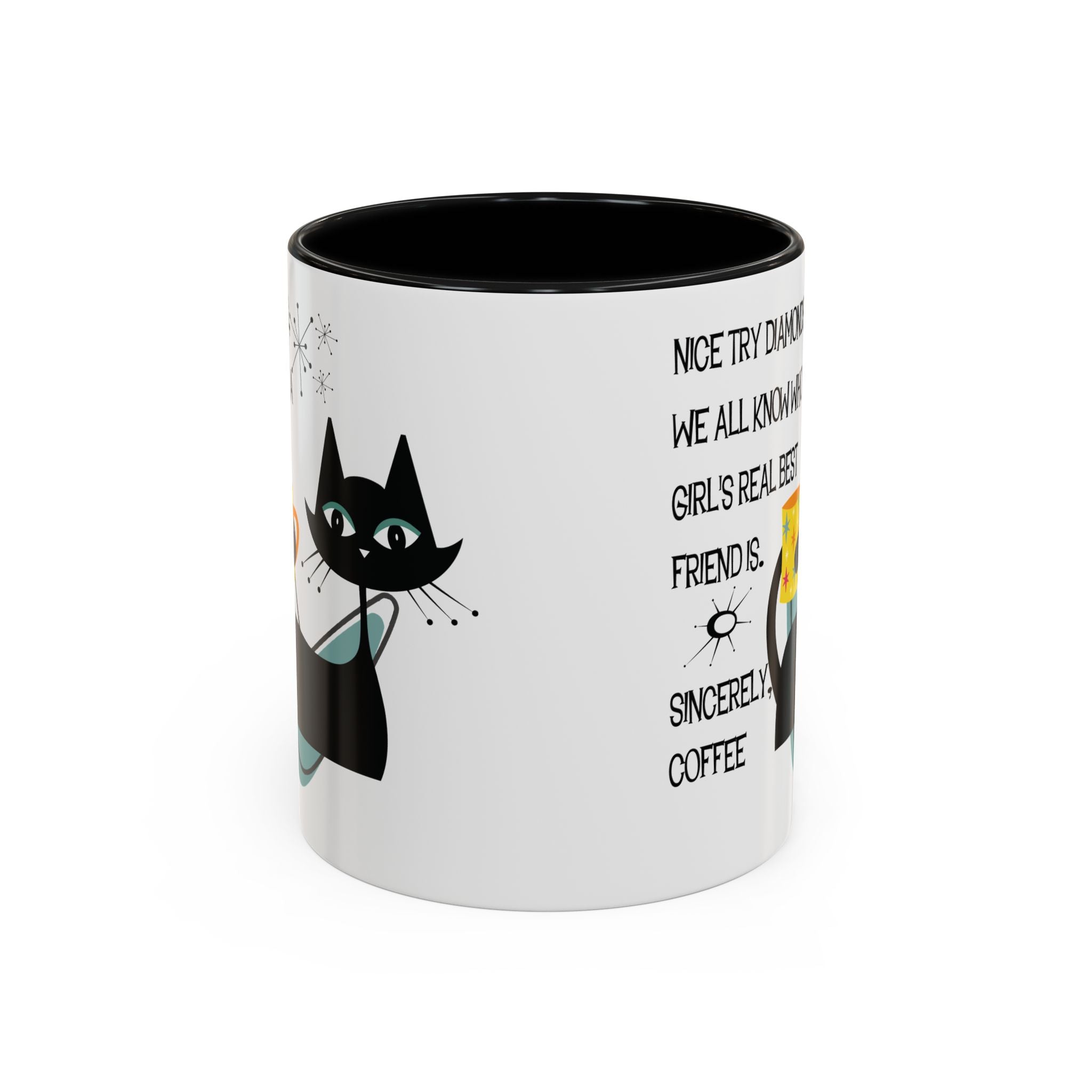 Kate McEnroe New York Atomic Cat Retro Coffee Mug, Mid Century Modern Boomerang Starburst, Sassy Girl’s Best Friend, MCM Drinkware, Kitschy Funny Coffee Lover GiftsMugs17968325699697427470