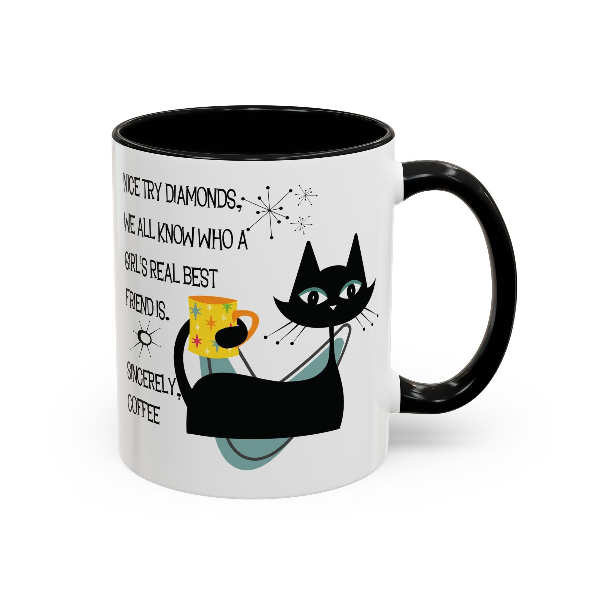 Kate McEnroe New York Atomic Cat Retro Coffee Mug, Mid Century Modern Boomerang Starburst, Sassy Girl’s Best Friend, MCM Drinkware, Kitschy Funny Coffee Lover GiftsMugs17968325699697427470