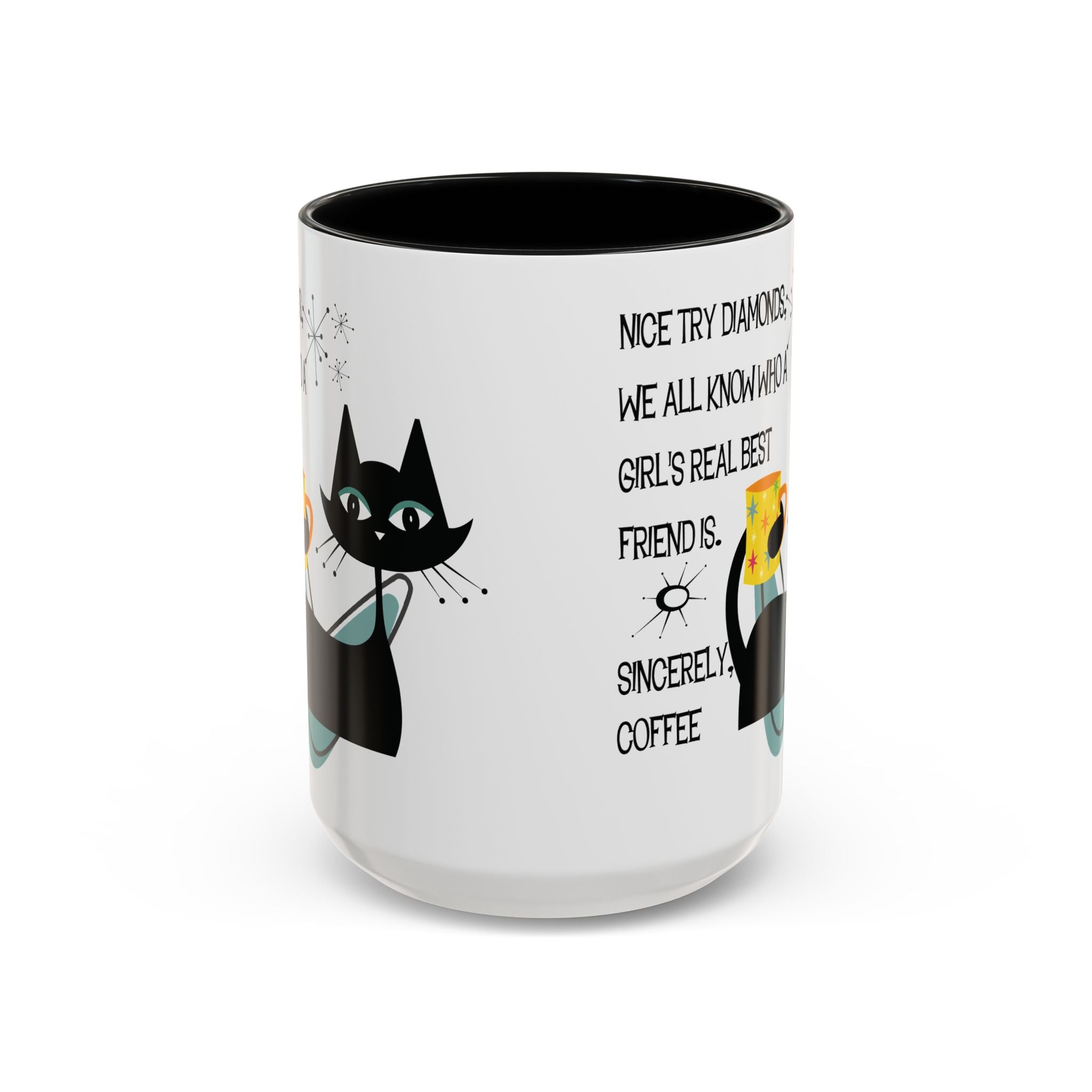 Kate McEnroe New York Atomic Cat Retro Coffee Mug, Mid Century Modern Boomerang Starburst, Sassy Girl’s Best Friend, MCM Drinkware, Kitschy Funny Coffee Lover GiftsMugs17968325699697427470