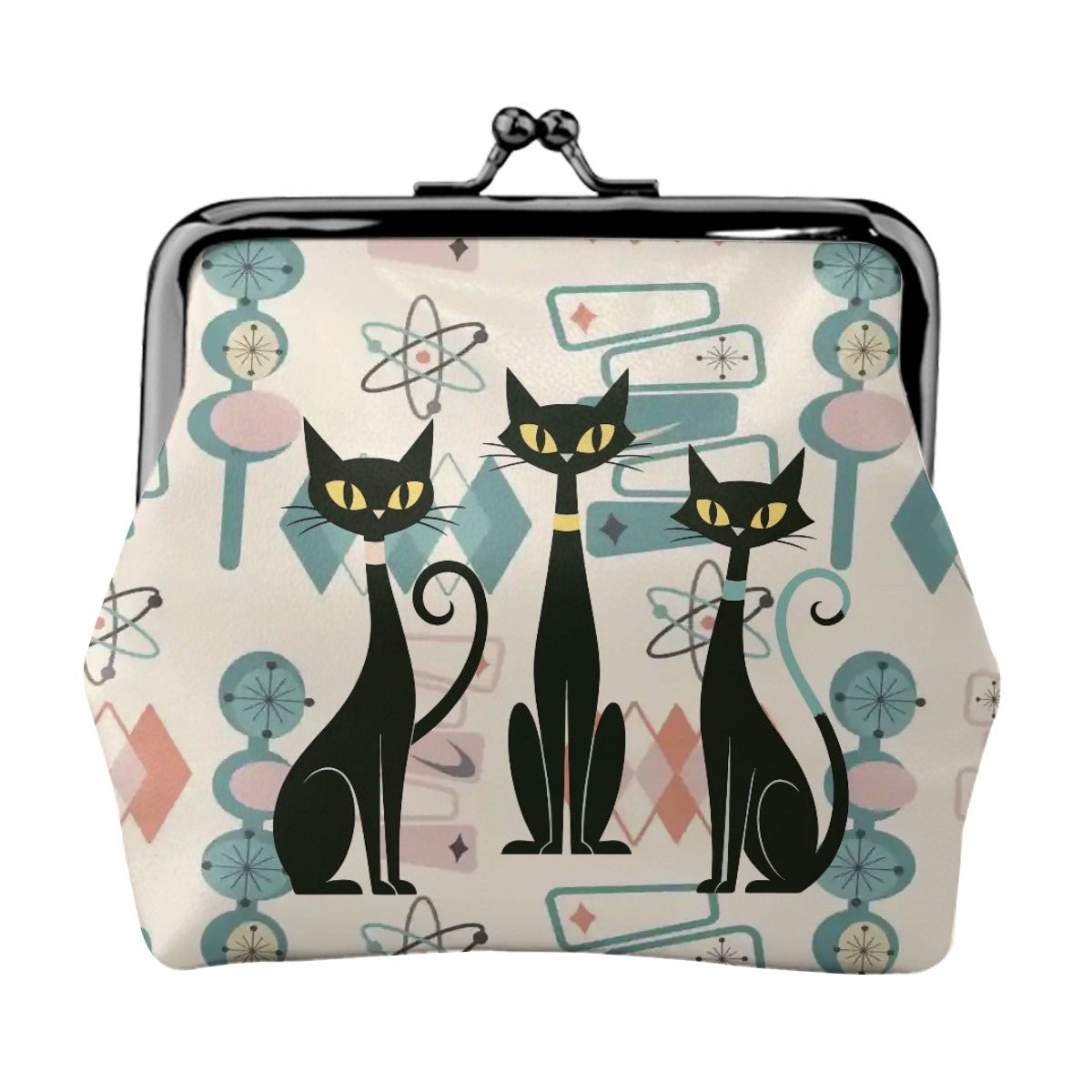 Kate McEnroe New York Atomic Cat Retro Coin Purse, Mid Century Modern Starburst 50s Kisslock WalletCoin PurseshMvajQaF2y