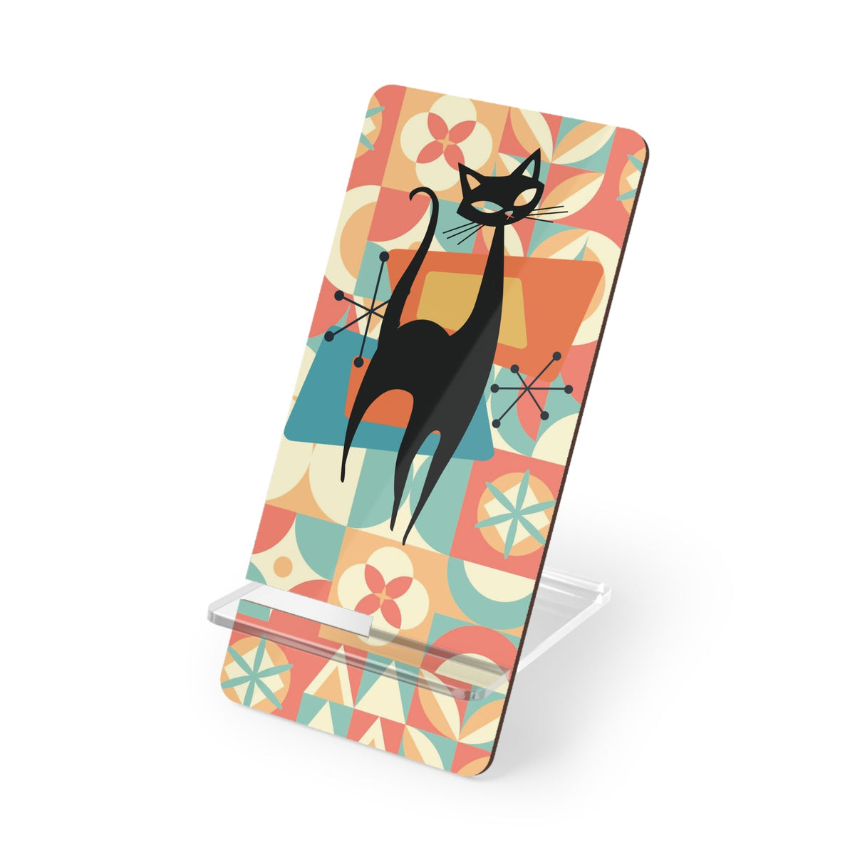 Kate McEnroe New York Atomic Cat Retro Geometric Phone Stand, Mid Century Modern 50s Kitsch Smartphone Holder, Playful MCM Desk AccentMobile Phone Stands94794670638203031099