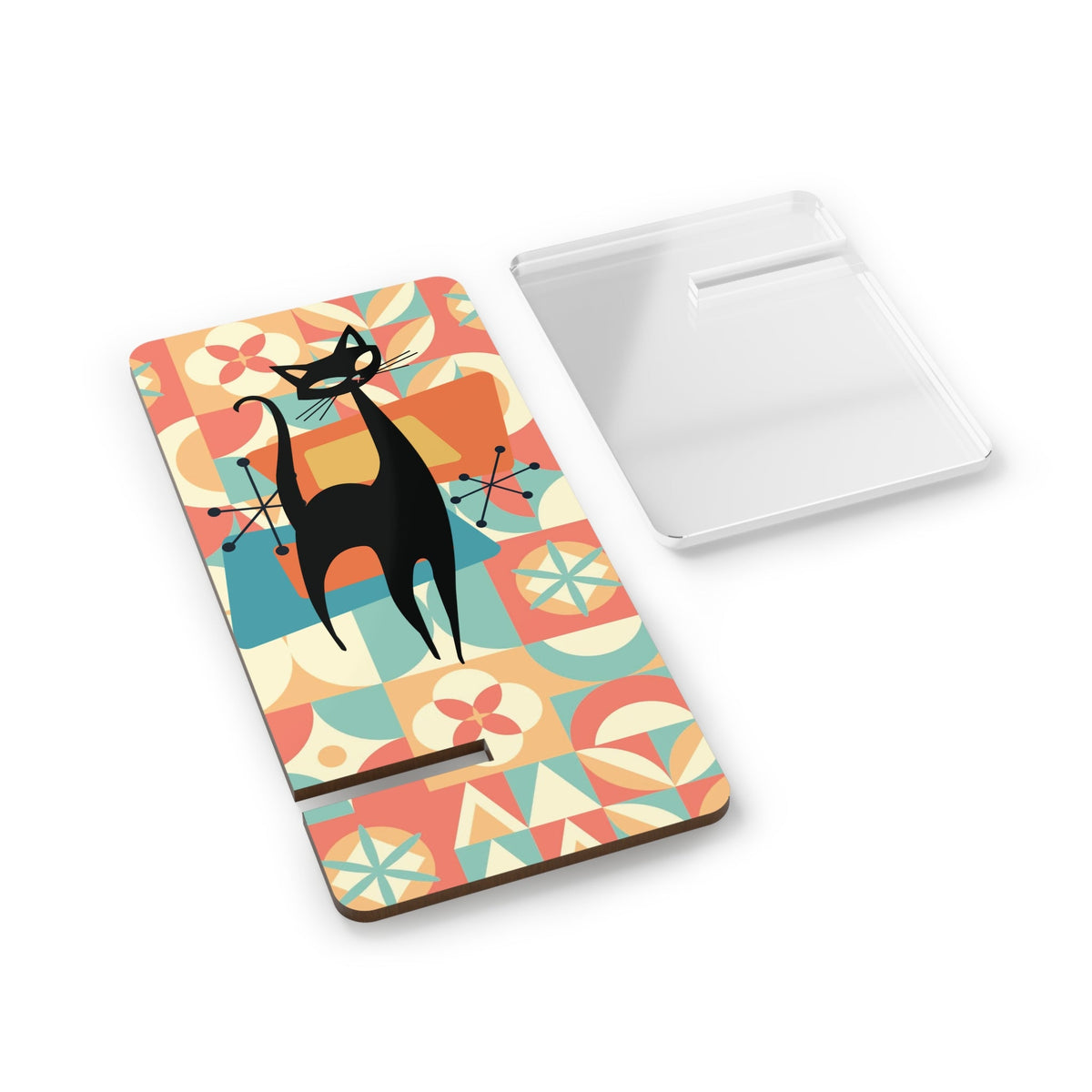 Kate McEnroe New York Atomic Cat Retro Geometric Phone Stand, Mid Century Modern 50s Kitsch Smartphone Holder, Playful MCM Desk AccentMobile Phone Stands94794670638203031099