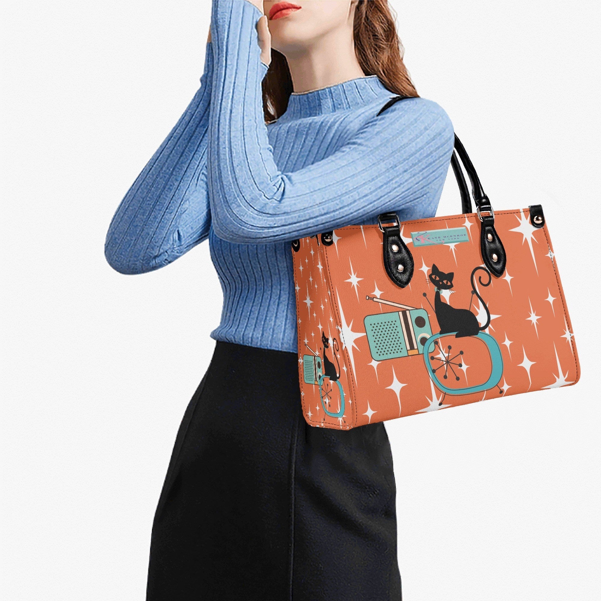 Kate McEnroe New York Atomic Cat Retro Handbag, Mid Century Modern 50s Starburst Purse, Vintage MCM Shoulder BagHandbagsNO58M4PW - 1