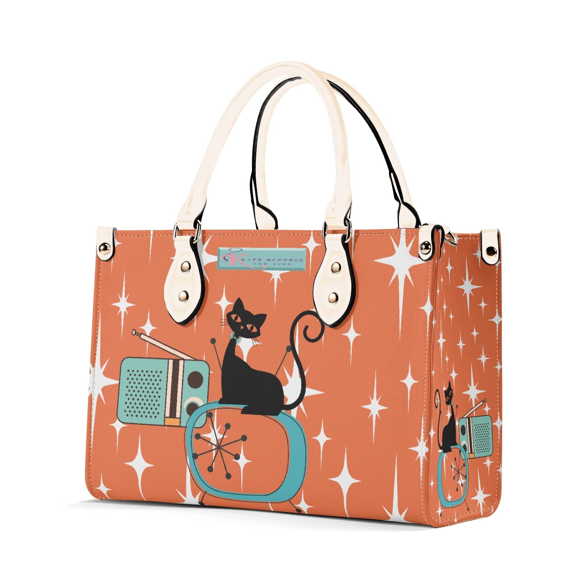 Kate McEnroe New York Atomic Cat Retro Handbag, Mid Century Modern 50s Starburst Purse, Vintage MCM Shoulder BagHandbagsNO58M4PW - 4