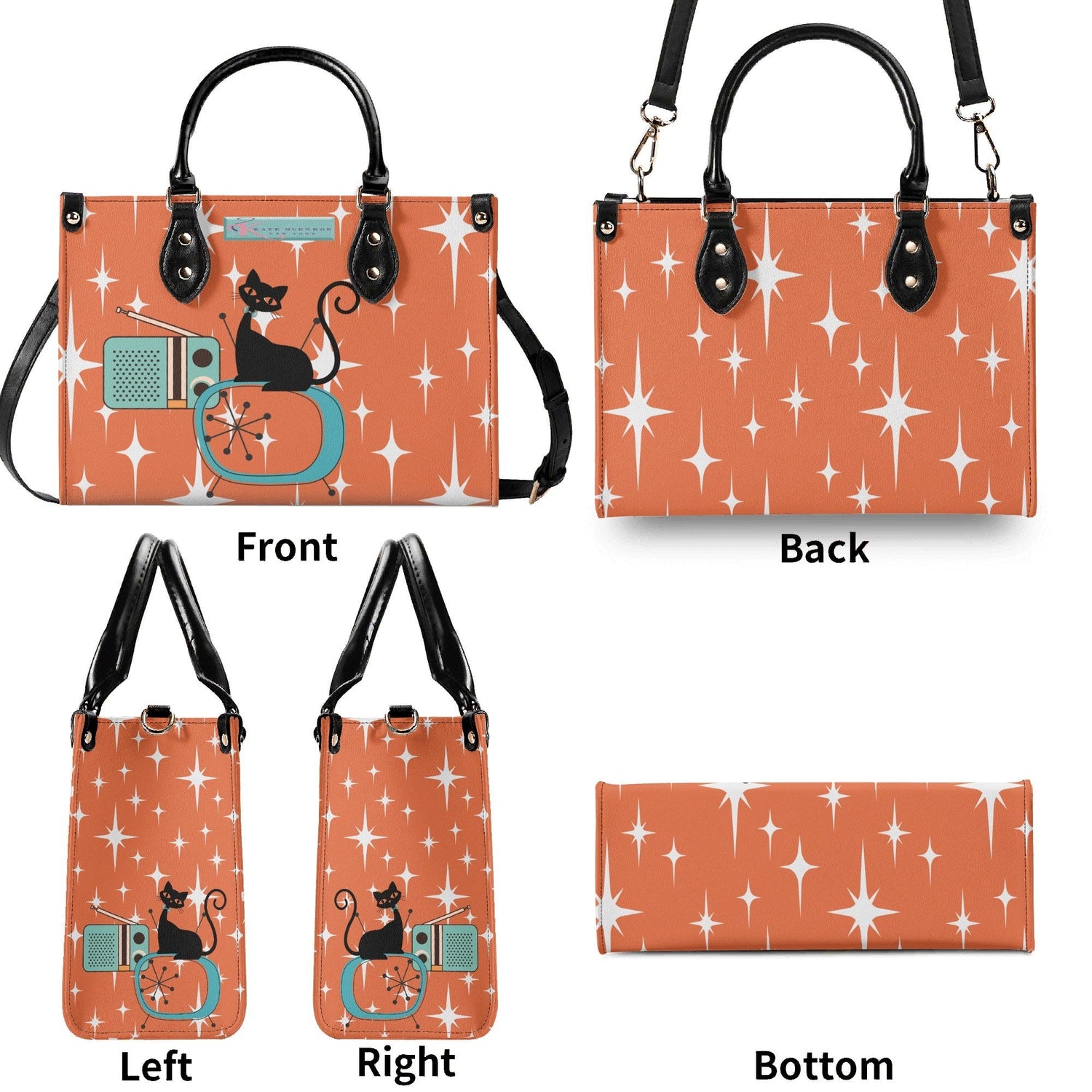 Kate McEnroe New York Atomic Cat Retro Handbag, Mid Century Modern 50s Starburst Purse, Vintage MCM Shoulder BagHandbagsNO58M4PW - 4