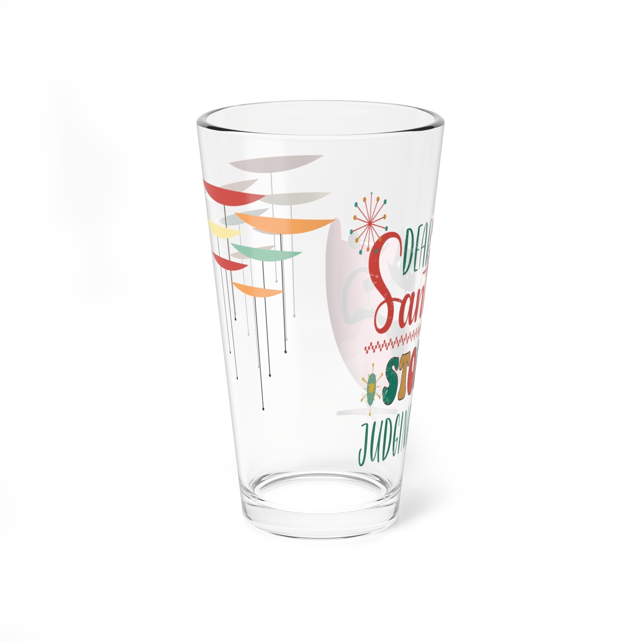 Kate McEnroe New York Atomic Cat Retro Holiday Pint Glass, Dear Santa, Stop Judging Me, Mid Century Christmas Drinkware, Vintage Kitsch Cocktail GlassPint Glasses22770076219054499845