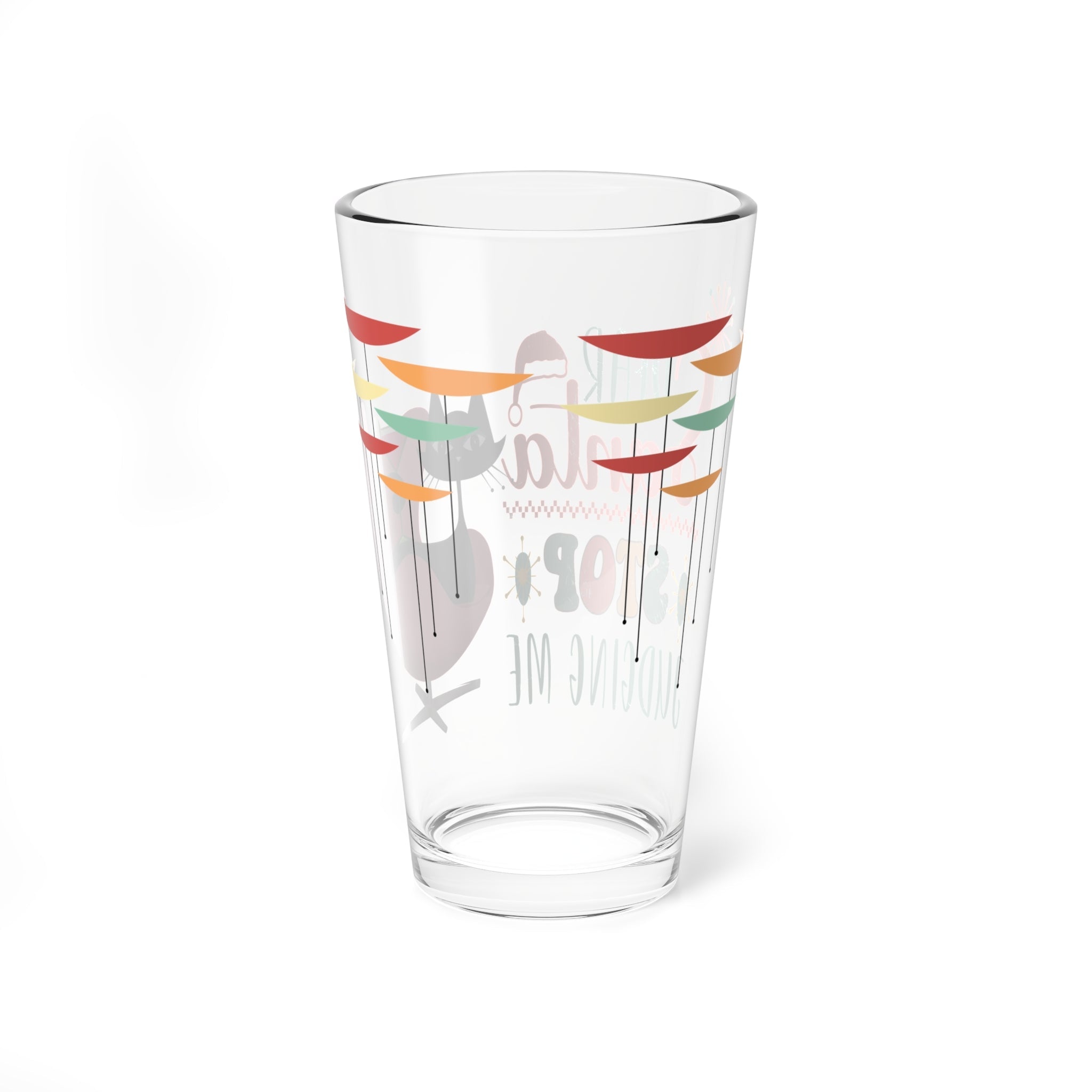 Kate McEnroe New York Atomic Cat Retro Holiday Pint Glass, Dear Santa, Stop Judging Me, Mid Century Christmas Drinkware, Vintage Kitsch Cocktail GlassPint Glasses22770076219054499845
