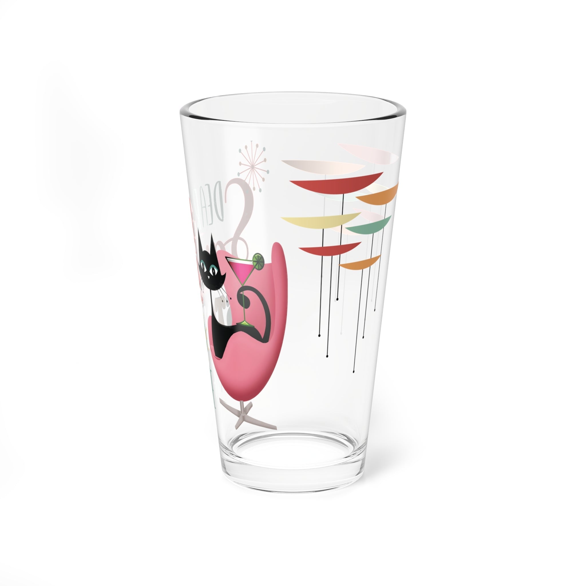 Kate McEnroe New York Atomic Cat Retro Holiday Pint Glass, Dear Santa, Stop Judging Me, Mid Century Christmas Drinkware, Vintage Kitsch Cocktail GlassPint Glasses22770076219054499845