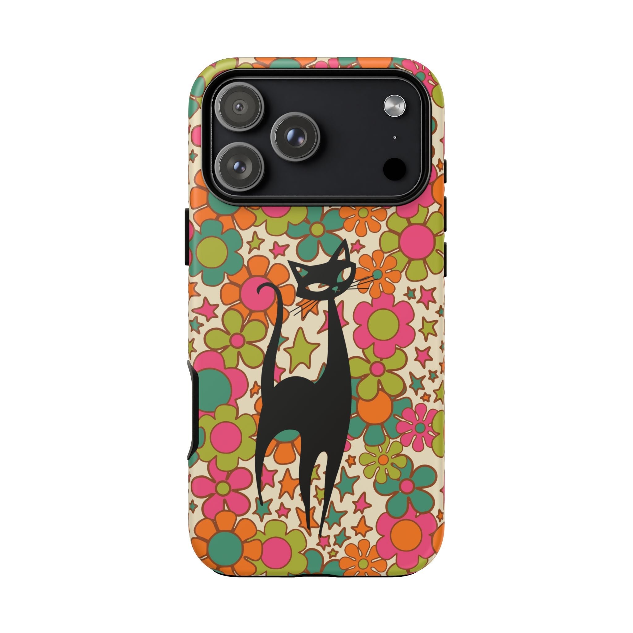 Kate McEnroe New York Atomic Cat Retro iPhone Case, Groovy 60s Flower Power Mid Century Modern Phone Cover, Kitsch Hippie Protective CasePhone Cases13727753910968719002