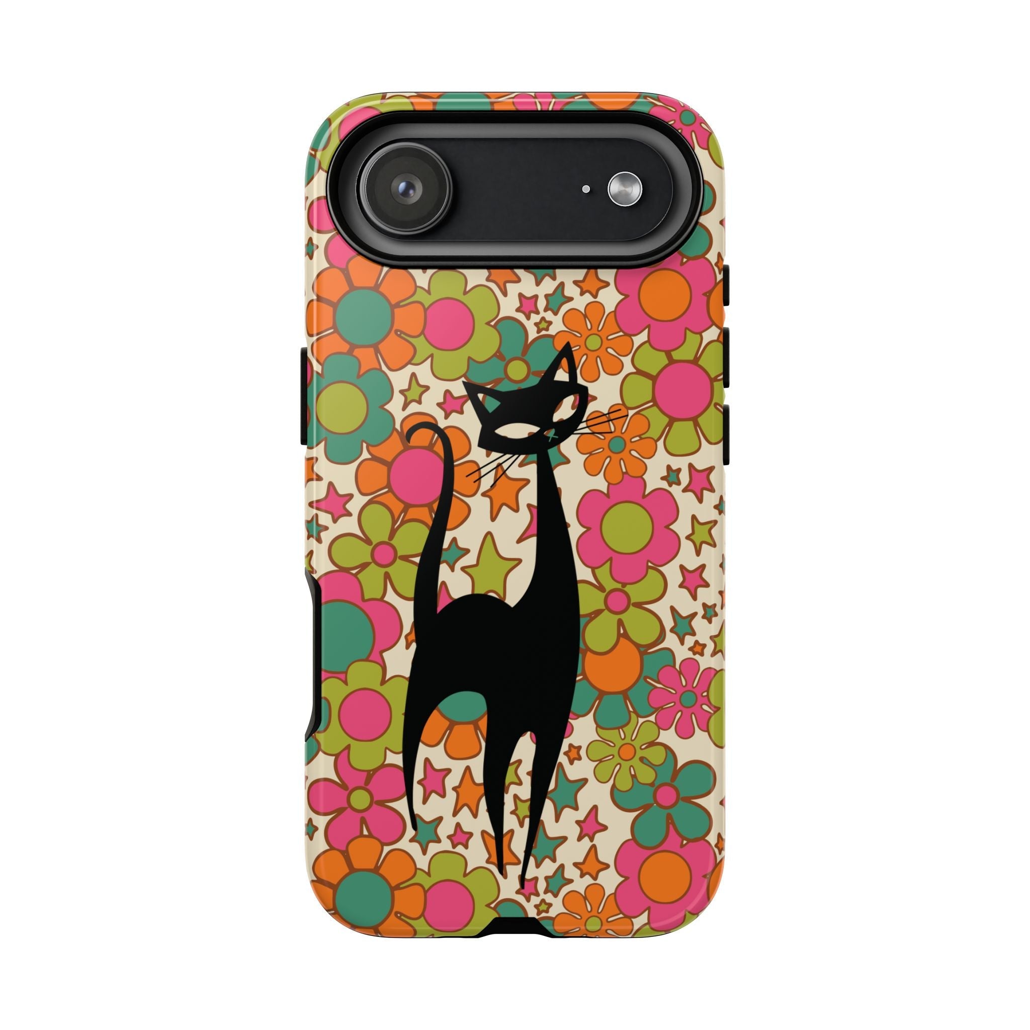 Kate McEnroe New York Atomic Cat Retro iPhone Case, Groovy 60s Flower Power Mid Century Modern Phone Cover, Kitsch Hippie Protective CasePhone Cases13904801019629544217