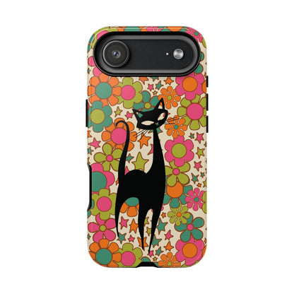 Kate McEnroe New York Atomic Cat Retro iPhone Case, Groovy 60s Flower Power Mid Century Modern Phone Cover, Kitsch Hippie Protective CasePhone Cases13904801019629544217