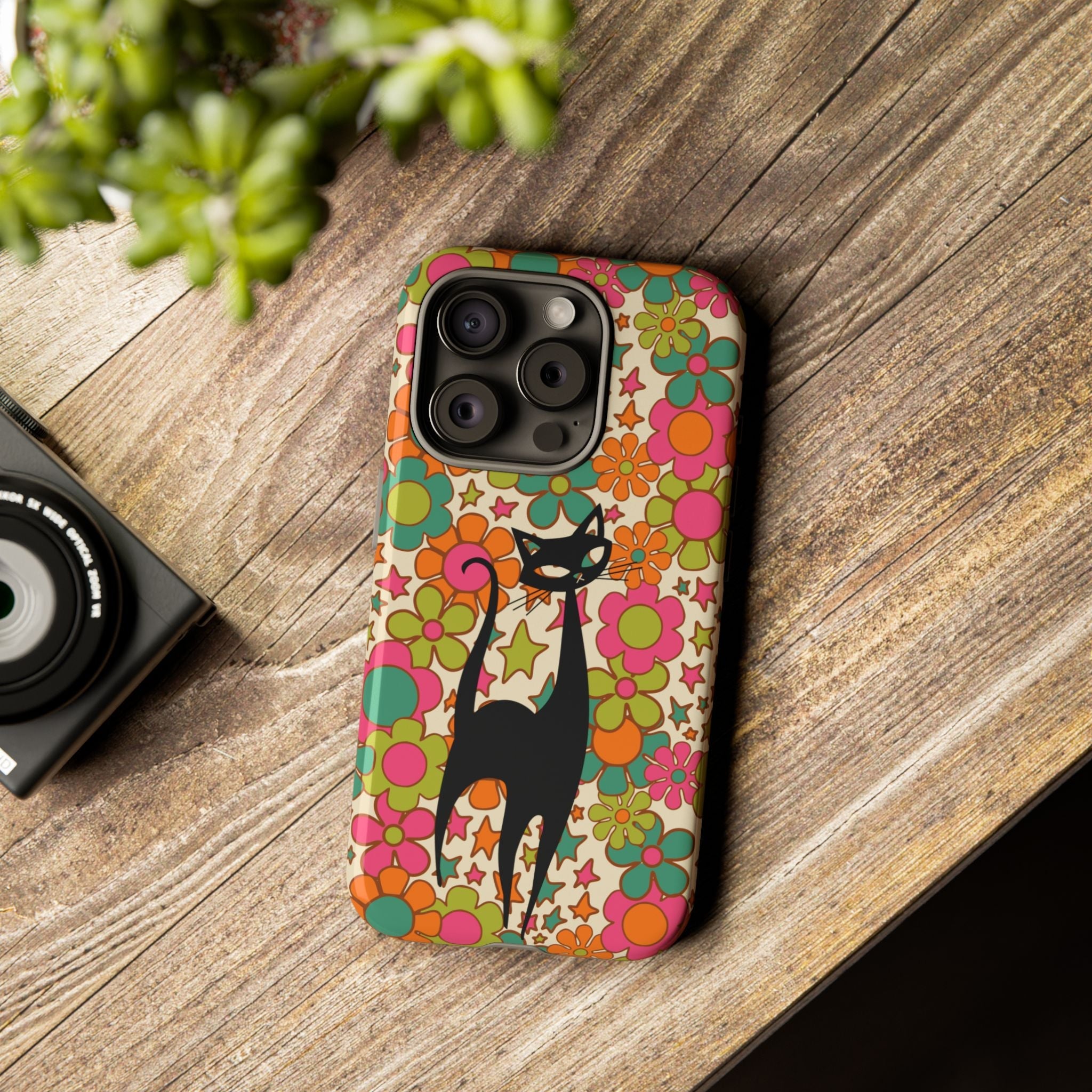 Kate McEnroe New York Atomic Cat Retro iPhone Case, Groovy 60s Flower Power Mid Century Modern Phone Cover, Kitsch Hippie Protective CasePhone Cases14882618760624952635
