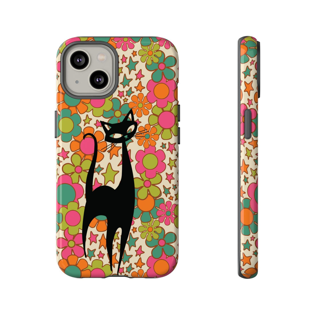 Kate McEnroe New York Atomic Cat Retro iPhone Case, Groovy 60s Flower Power Mid Century Modern Phone Cover, Kitsch Hippie Protective CasePhone Cases17727016945905514144