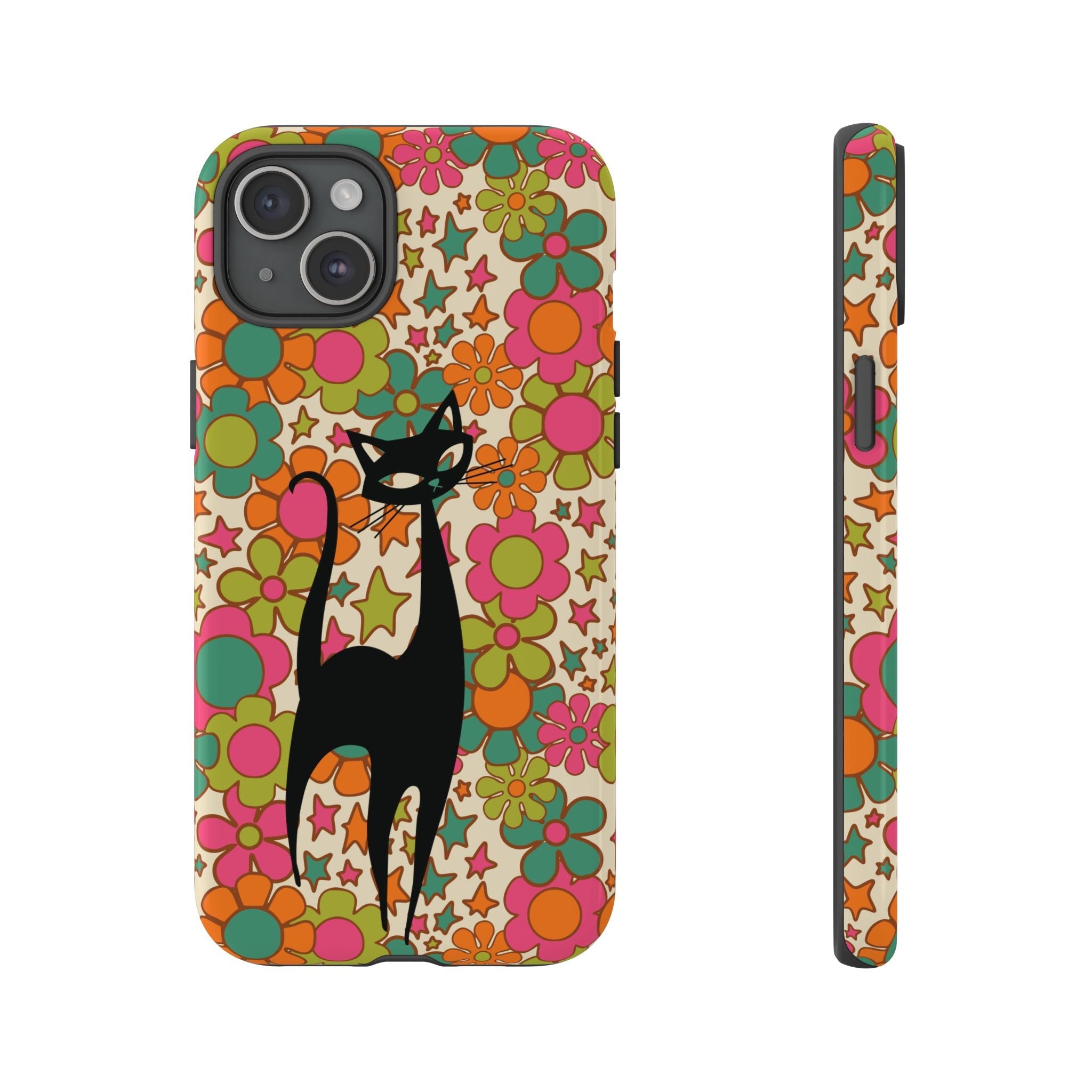Kate McEnroe New York Atomic Cat Retro iPhone Case, Groovy 60s Flower Power Mid Century Modern Phone Cover, Kitsch Hippie Protective CasePhone Cases18385706526500915938