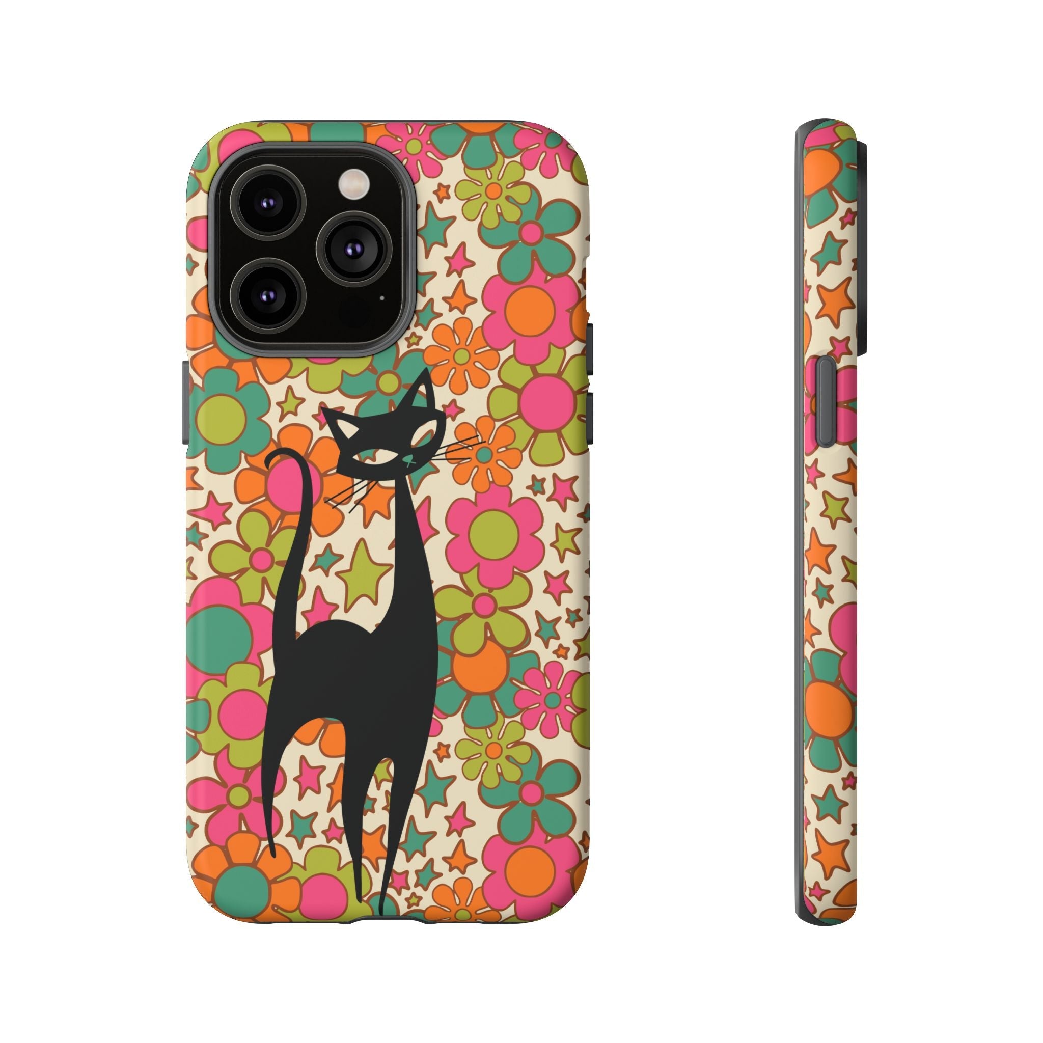 Kate McEnroe New York Atomic Cat Retro iPhone Case, Groovy 60s Flower Power Mid Century Modern Phone Cover, Kitsch Hippie Protective CasePhone Cases21925741059594318162