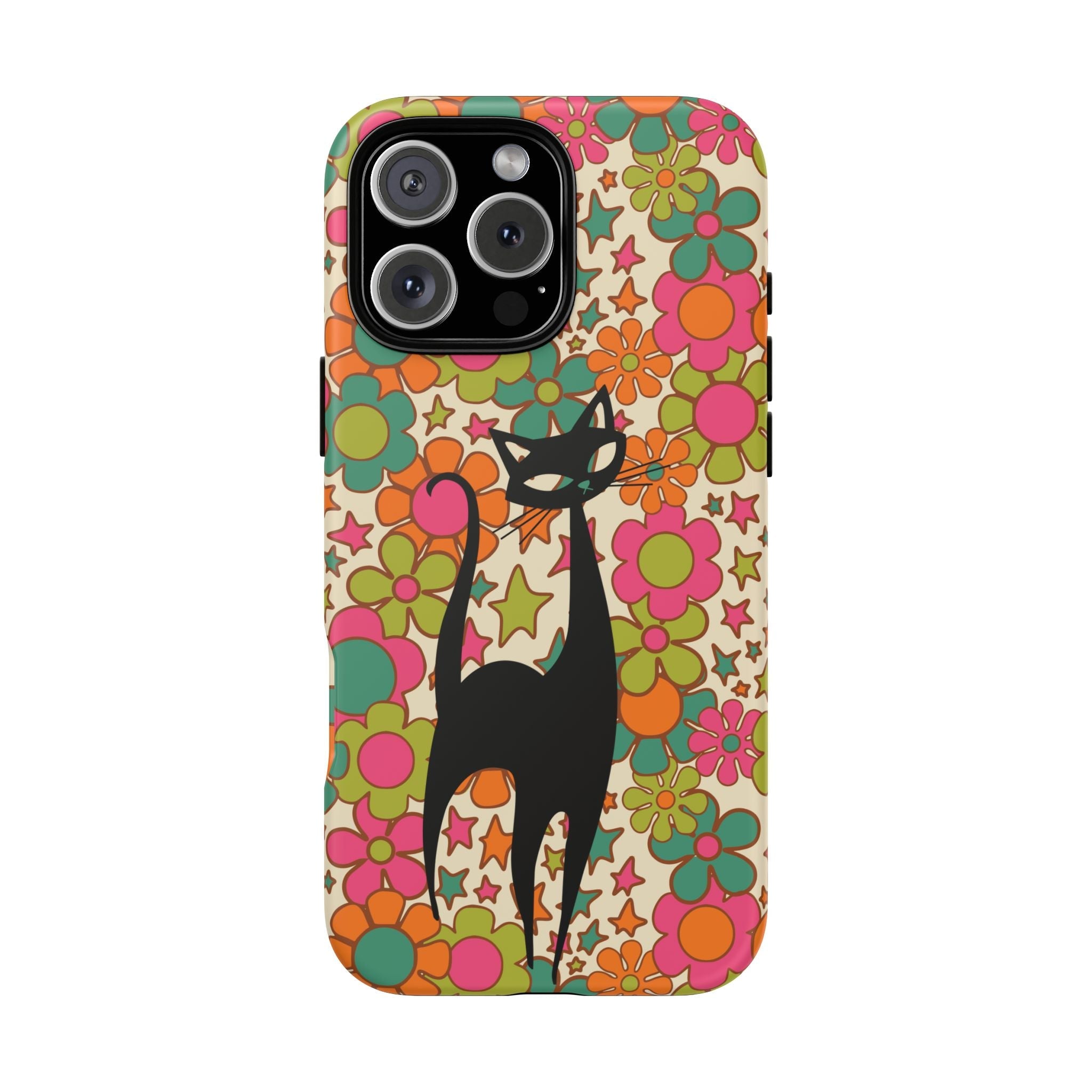 Kate McEnroe New York Atomic Cat Retro iPhone Case, Groovy 60s Flower Power Mid Century Modern Phone Cover, Kitsch Hippie Protective CasePhone Cases22190217959906949373