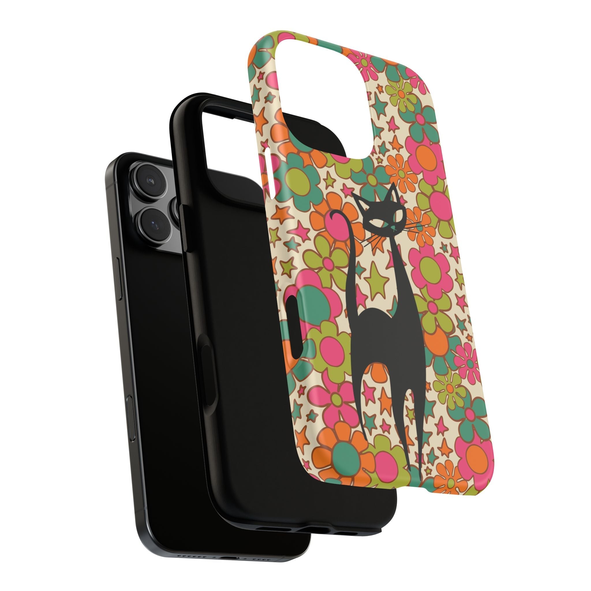 Kate McEnroe New York Atomic Cat Retro iPhone Case, Groovy 60s Flower Power Mid Century Modern Phone Cover, Kitsch Hippie Protective CasePhone Cases22190217959906949373