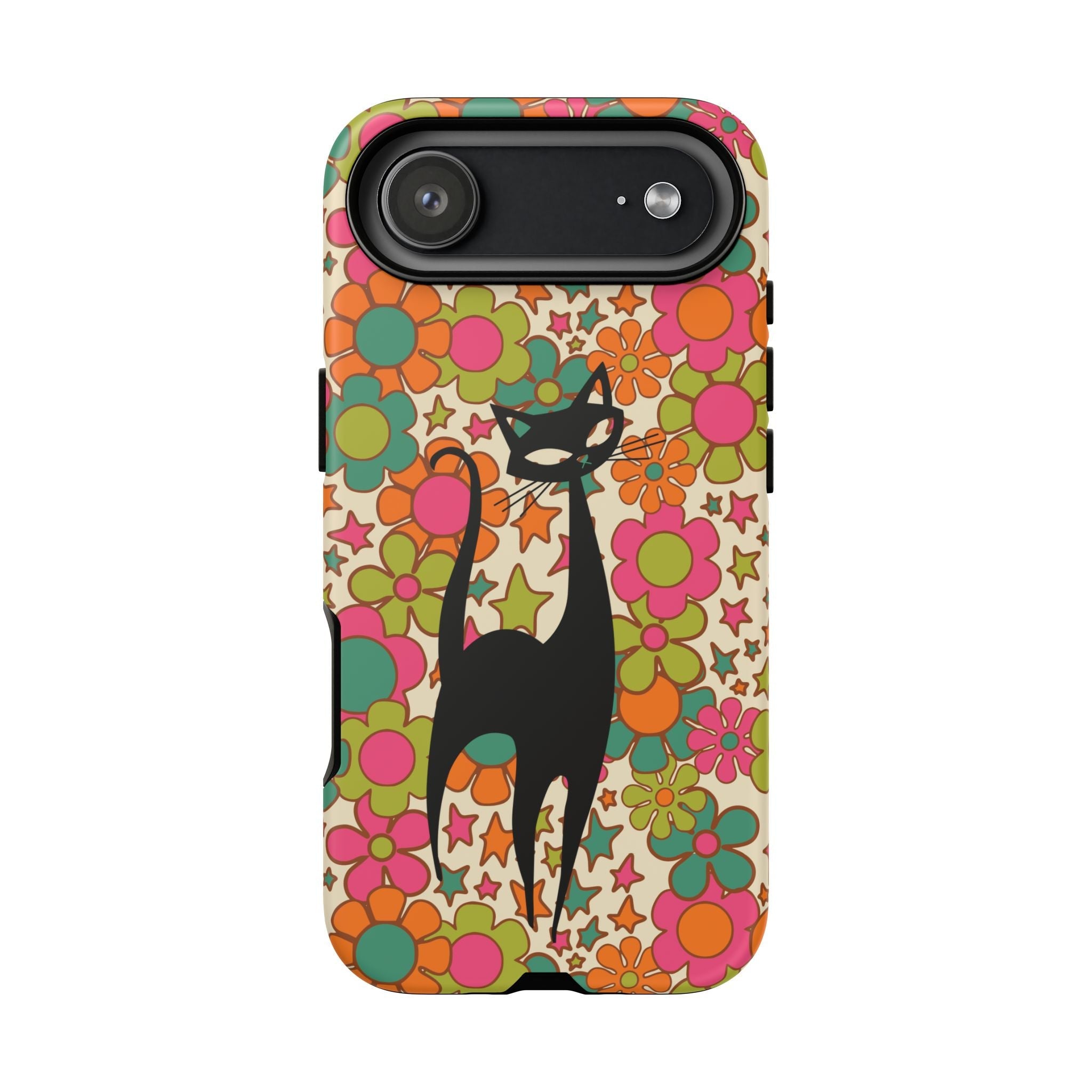 Kate McEnroe New York Atomic Cat Retro iPhone Case, Groovy 60s Flower Power Mid Century Modern Phone Cover, Kitsch Hippie Protective CasePhone Cases26180149201907047818