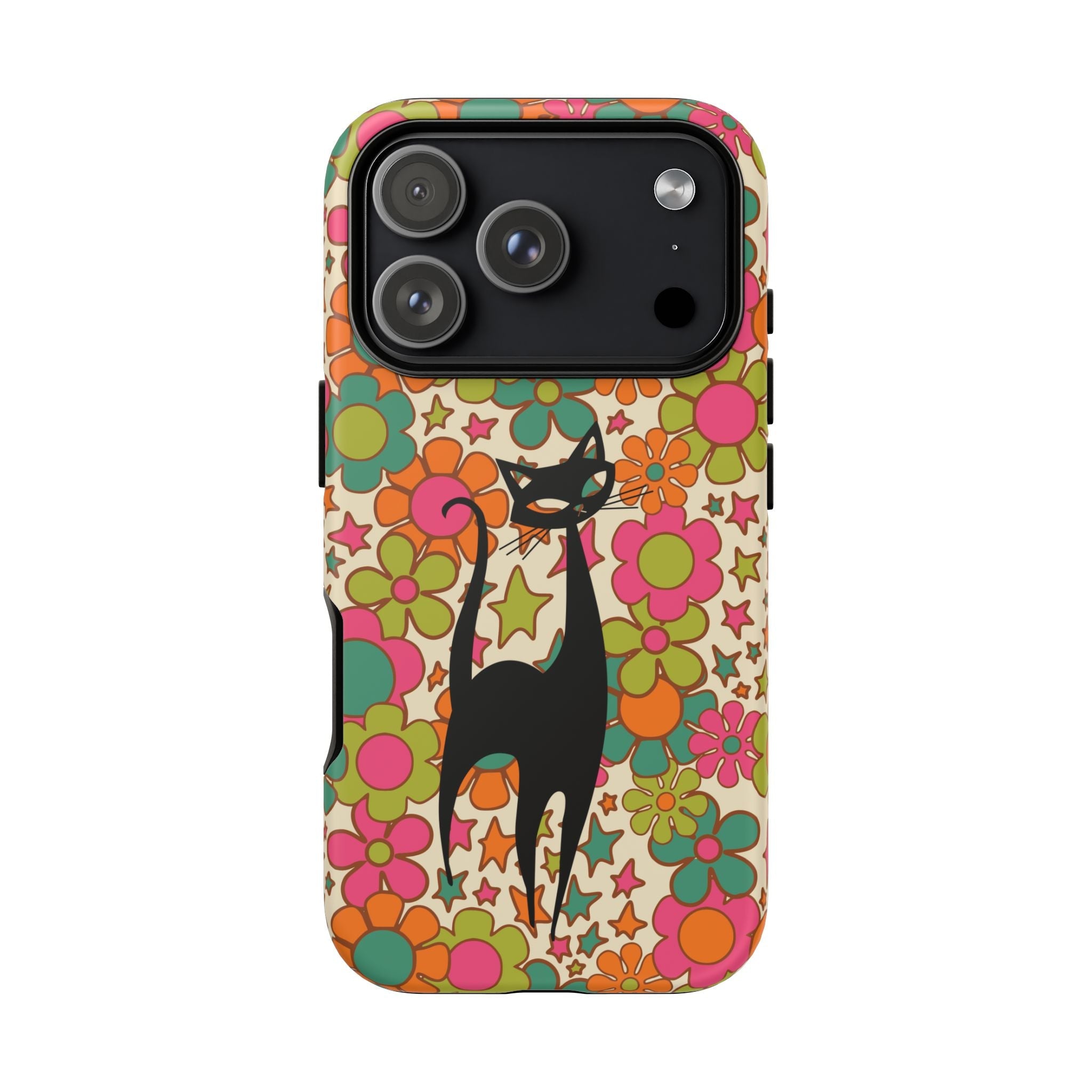 Kate McEnroe New York Atomic Cat Retro iPhone Case, Groovy 60s Flower Power Mid Century Modern Phone Cover, Kitsch Hippie Protective CasePhone Cases60438032443365182454