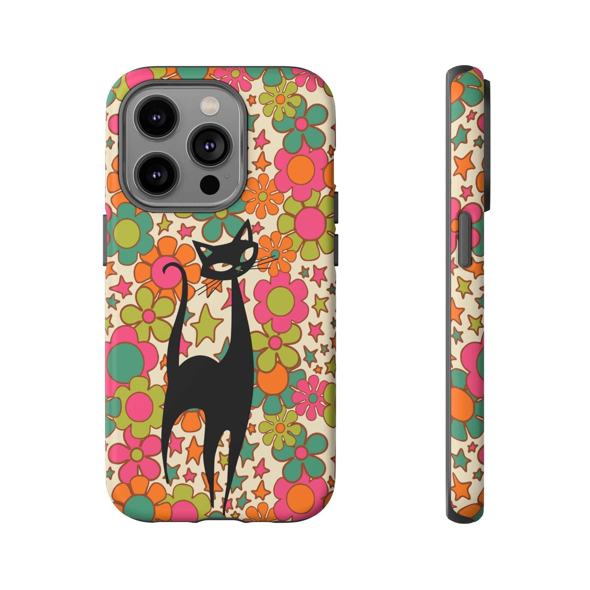 Kate McEnroe New York Atomic Cat Retro iPhone Case, Groovy 60s Flower Power Mid Century Modern Phone Cover, Kitsch Hippie Protective CasePhone Cases69434038360110060063