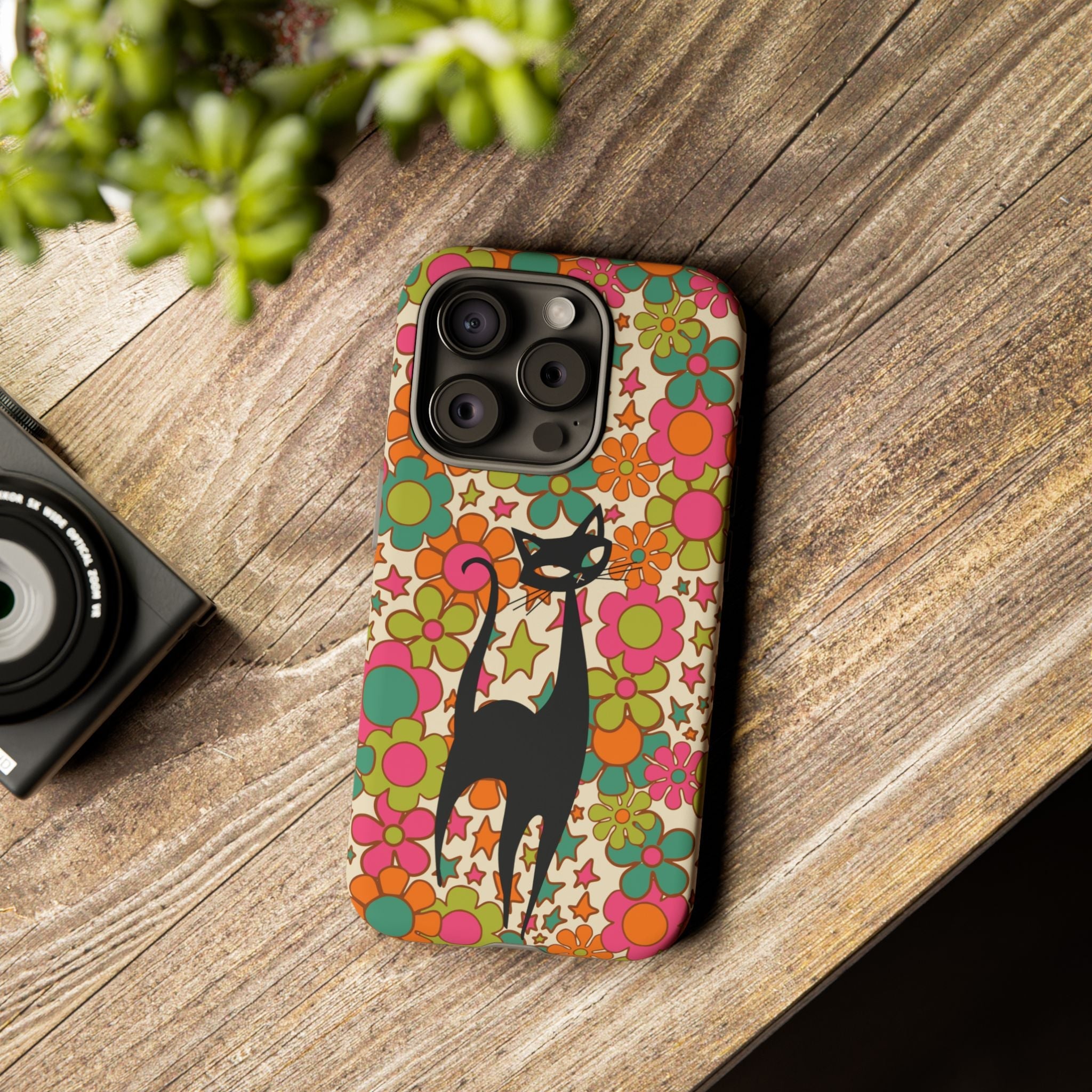 Kate McEnroe New York Atomic Cat Retro iPhone Case, Groovy 60s Flower Power Mid Century Modern Phone Cover, Kitsch Hippie Protective CasePhone Cases99842569248252144747