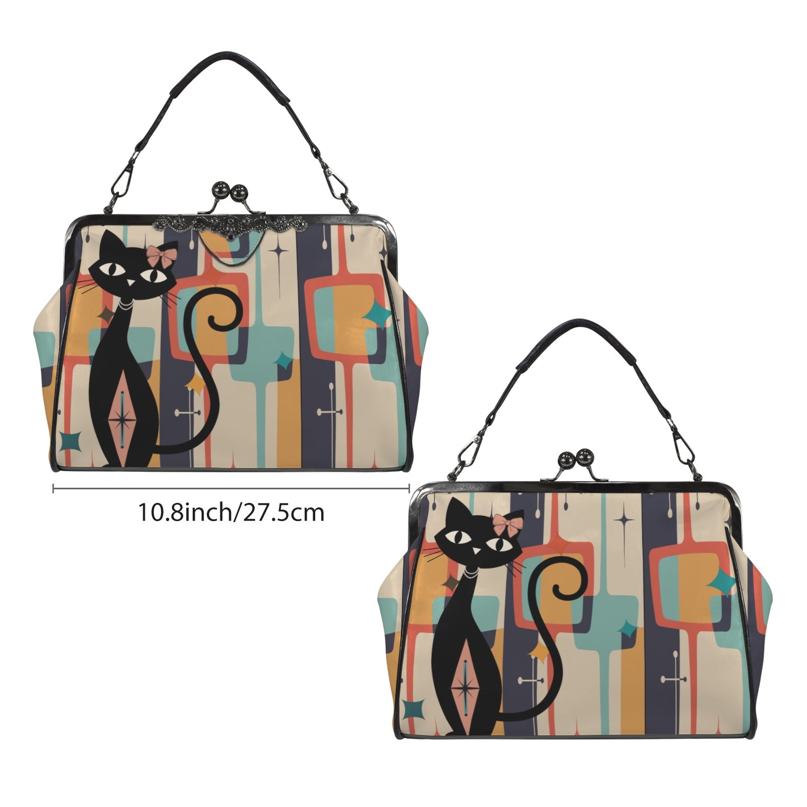 Kate McEnroe New York Atomic Cat Retro Kisslock Bag, Mid Century Boomerang Starburst Shoulder PurseCrossbody BagsD3187092