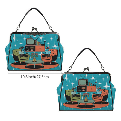 Kate McEnroe New York Atomic Cat Retro Kisslock Purse, Mid Century Modern Starburst BagCrossbody BagsD3210233