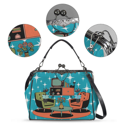 Kate McEnroe New York Atomic Cat Retro Kisslock Purse, Mid Century Modern Starburst BagCrossbody BagsD3210233