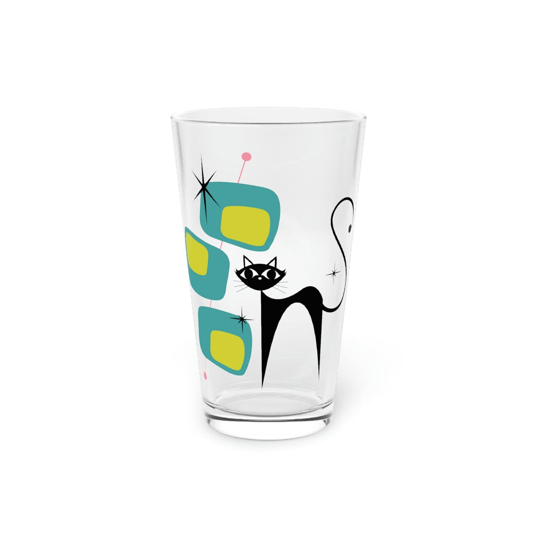 Kate McEnroe New York Atomic Cat Retro Kitsch Pint Glass, 16oz Mid Century Modern Beer Glass, MCM Glass, Beer Glassware Gifts, Party Drinkware, Cocktail Glass Beer Glasses 16oz 21482491883001381578