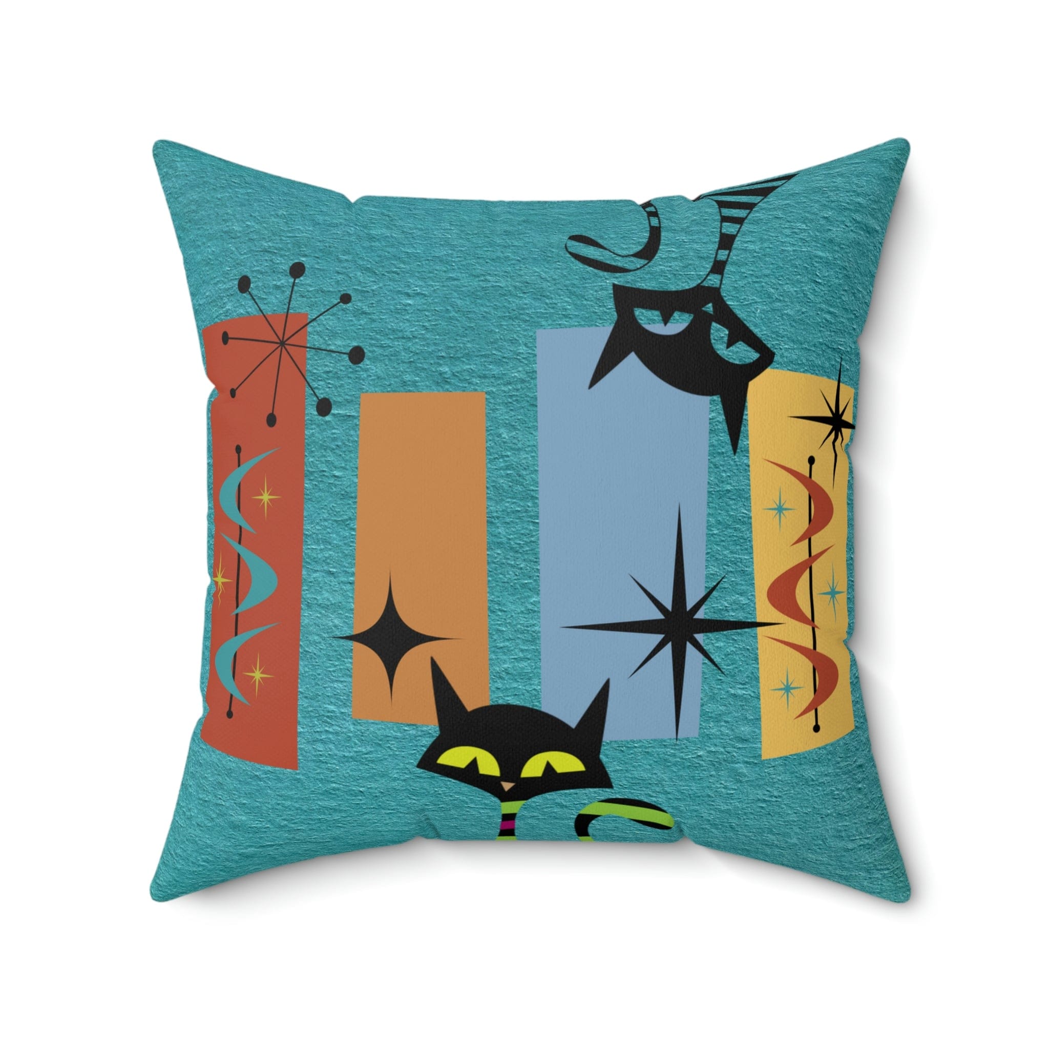 Kate McEnroe New York Atomic Cat Retro Kitschy Pillow with Insert Throw Pillow 14&quot; × 14&quot; 73277106709775006292