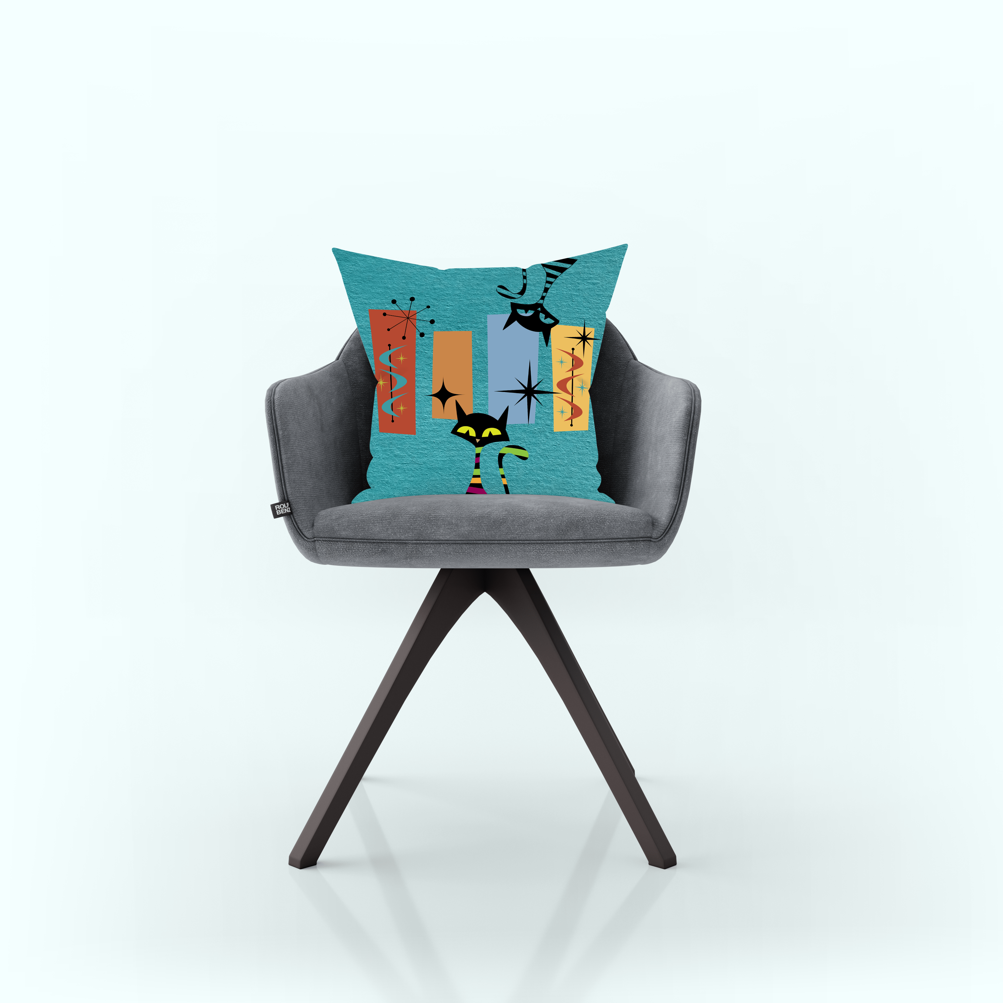 Kate McEnroe New York Atomic Cat Retro Kitschy Pillow with Insert Throw Pillow 18&quot; × 18&quot; 58875359134397361452