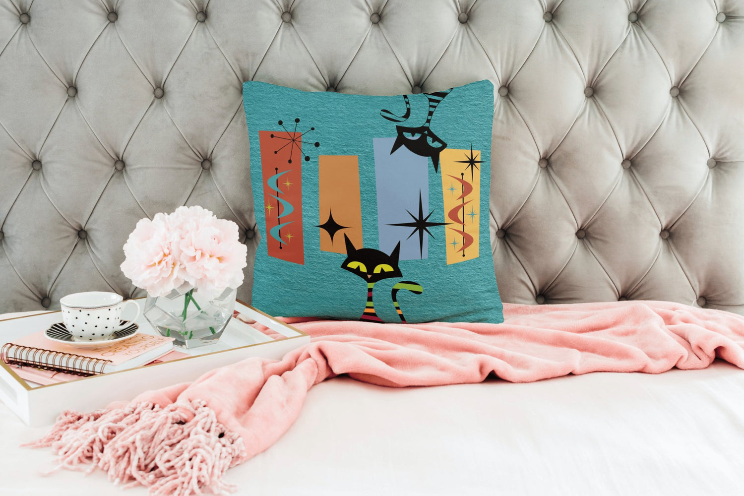 Kate McEnroe New York Atomic Cat Retro Kitschy Pillow with InsertThrow Pillows31600350868382124875