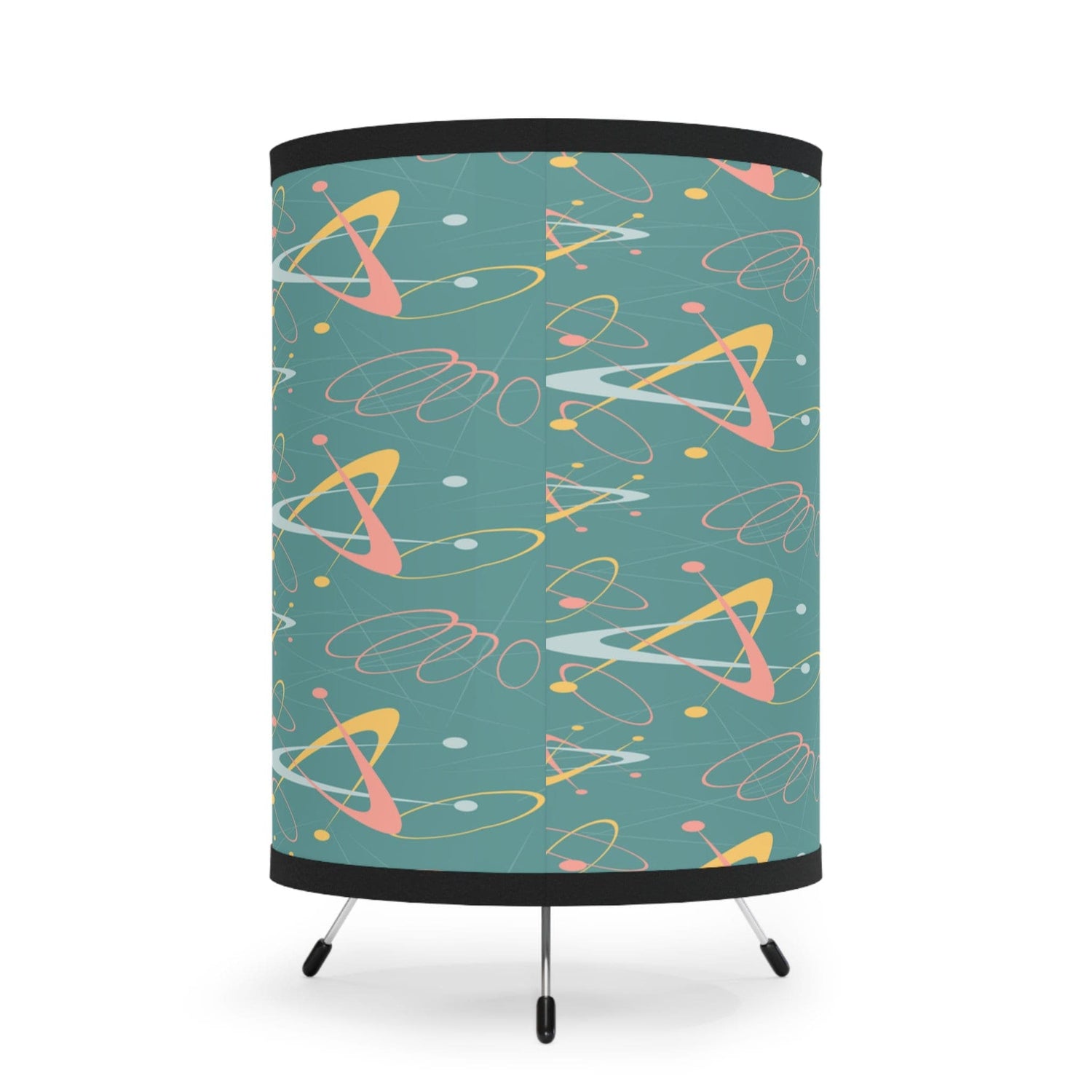 Kate McEnroe New York Atomic Cat Retro Kitschy Tripod Lamp, Mid Century Modern Teal Starburst Accent Lamp, Living Room, Bedroom, Office Table LampLamps30602826145179059708