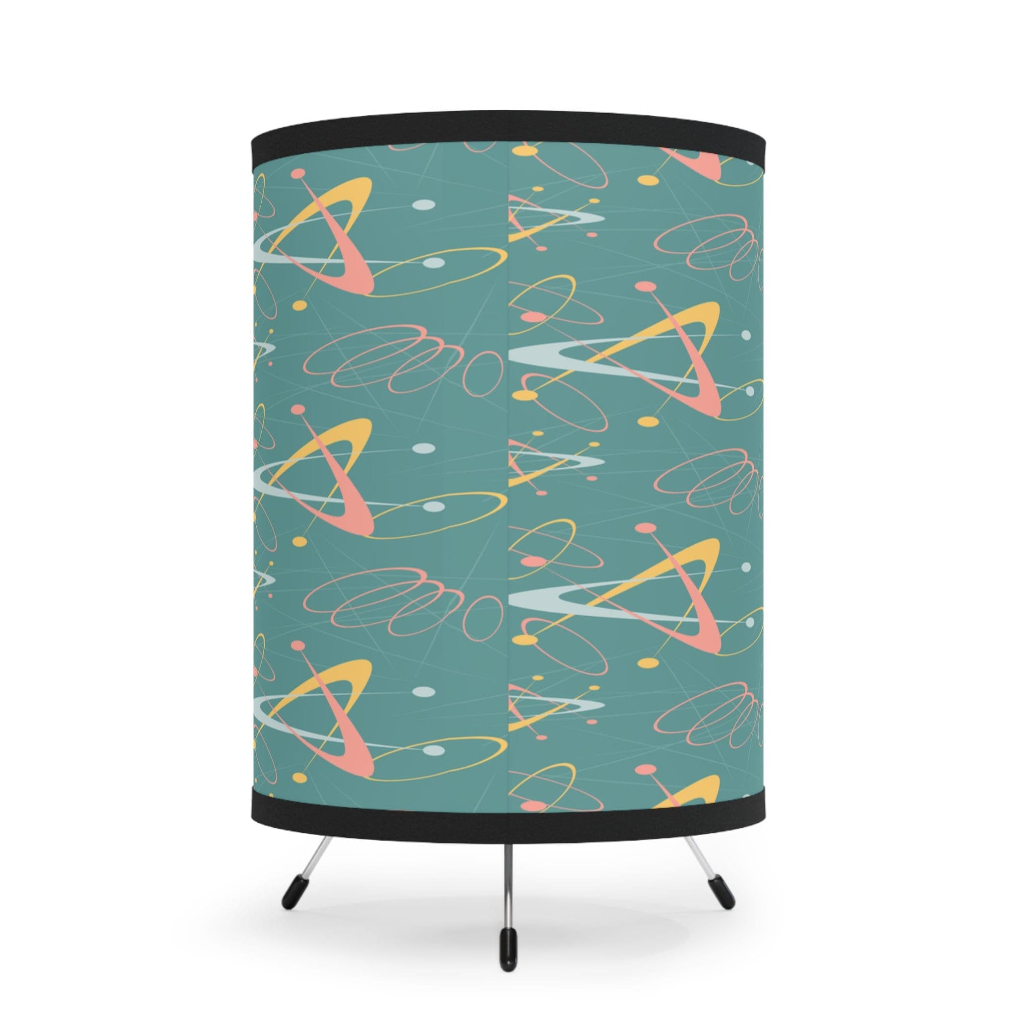 Kate McEnroe New York Atomic Cat Retro Kitschy Tripod Lamp, Mid Century Modern Teal Starburst Accent Lamp, Living Room, Bedroom, Office Table LampLamps30602826145179059708