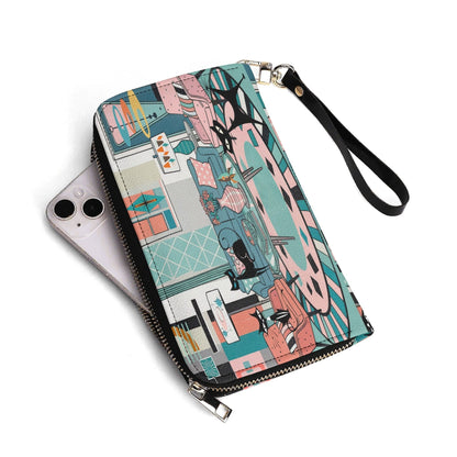 Kate McEnroe New York Atomic Cat Retro Lounge Wallet, Mid Century Modern Zip ClutchWalletsN7MG27RW - 1