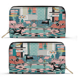 Kate McEnroe New York Atomic Cat Retro Lounge Wallet, Mid Century Modern Zip ClutchWalletsN7MG27RW - 1