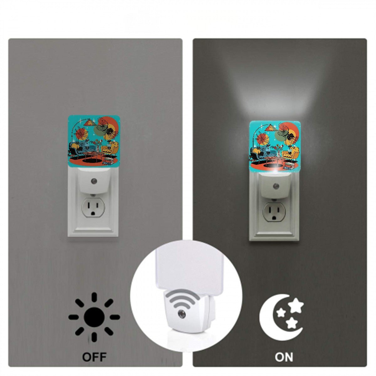 Kate McEnroe New York Atomic Cat Retro Mid Century Modern Night Light Set, MCM Starburst Cat Lounge DecorNight Lightsb0b7etRwnP