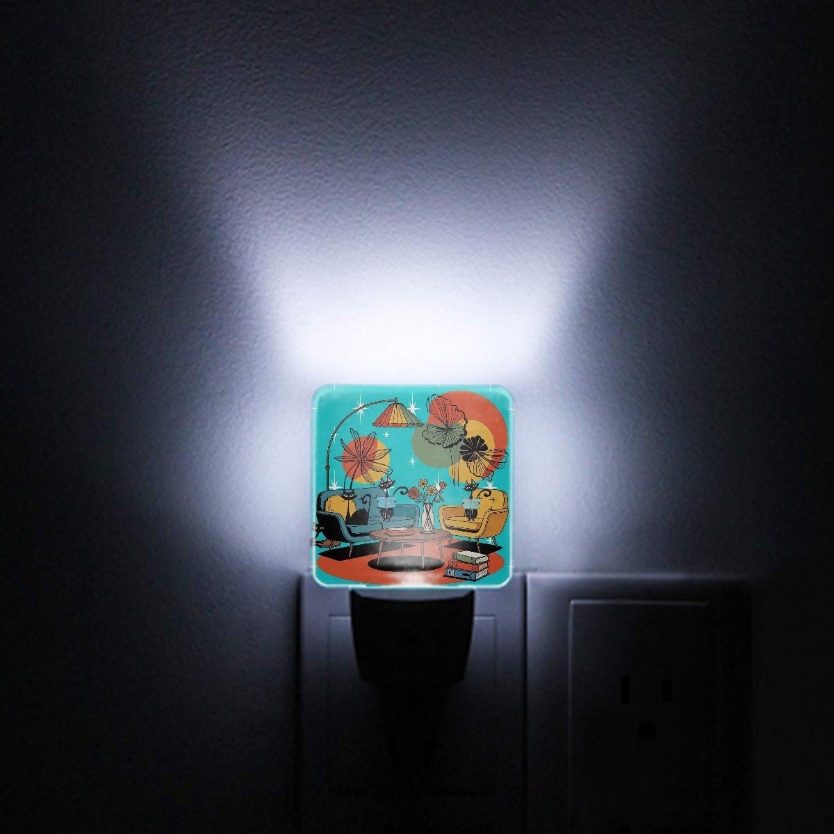 Kate McEnroe New York Atomic Cat Retro Mid Century Modern Night Light Set, MCM Starburst Cat Lounge DecorNight Lightsb0b7etRwnP