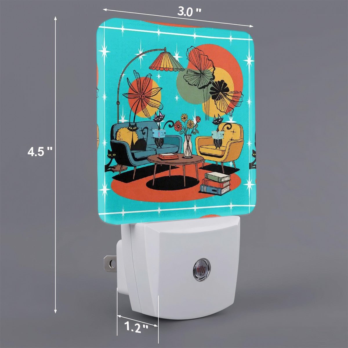 Kate McEnroe New York Atomic Cat Retro Mid Century Modern Night Light Set, MCM Starburst Cat Lounge DecorNight Lightsb0b7etRwnP