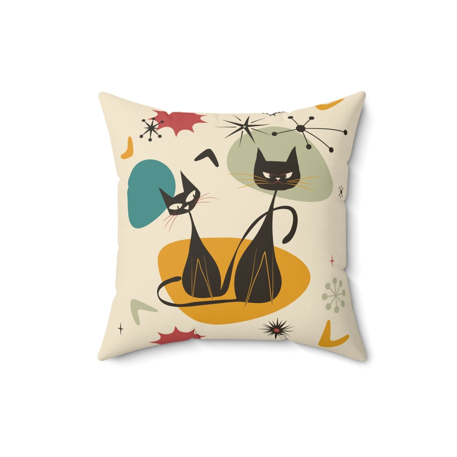 Kate McEnroe New York Atomic Cat Retro Mid Century Modern Starbursts Throw PillowThrow Pillows16894608314896095811