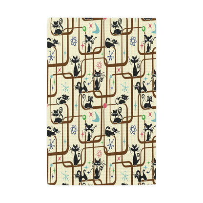 Kate McEnroe New York Atomic Cat Retro Mid Century Modern Waffle - Weave Kitchen Hand TowelHand Towels10853777370599041349