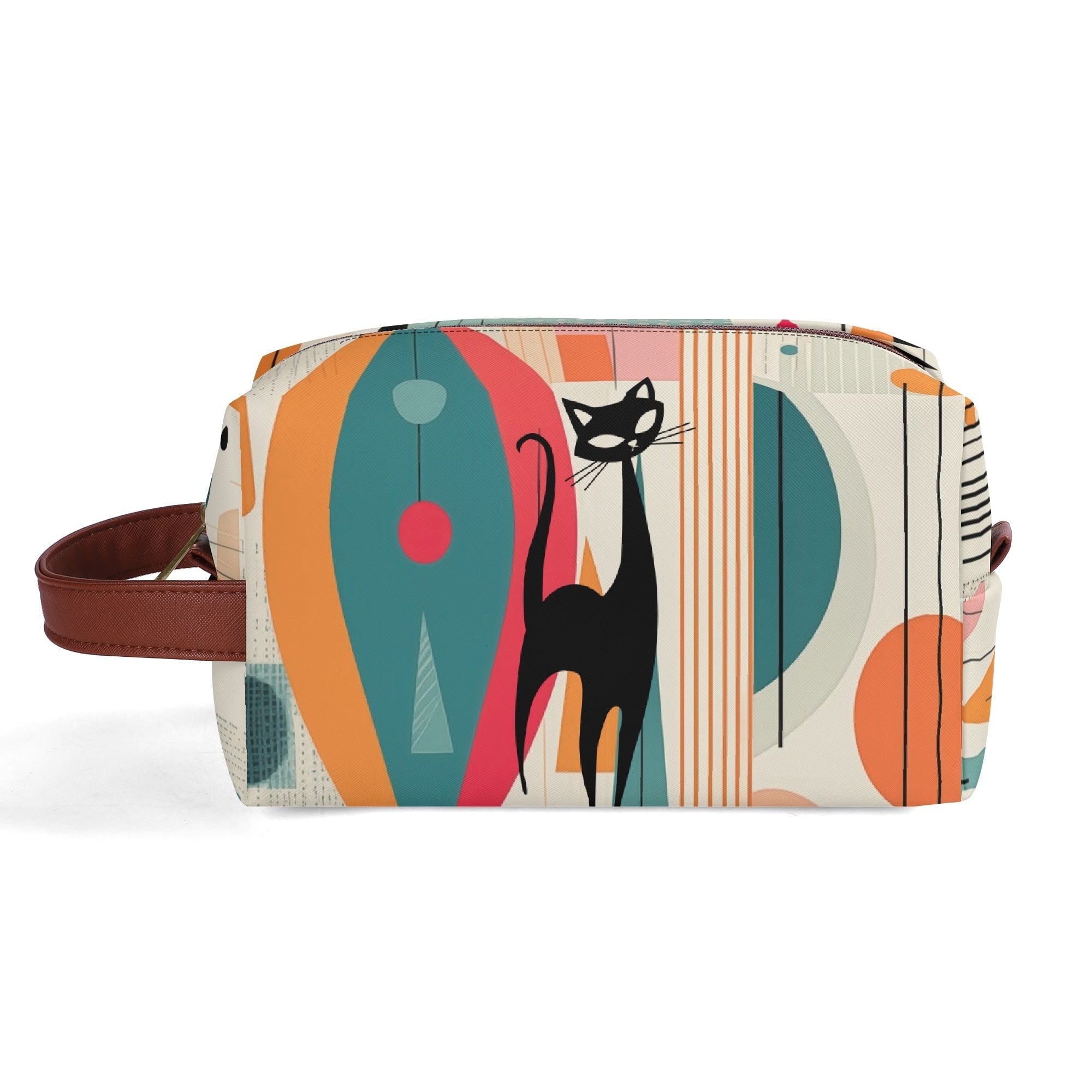 Kate McEnroe New York Atomic Cat Retro Mod Travel Dopp Kit, Mid Century Modern Geometric Toiletry Bag, 50s Space Age OrganizerCosmetic &amp; Toiletry BagsW0ZGL52W - 1