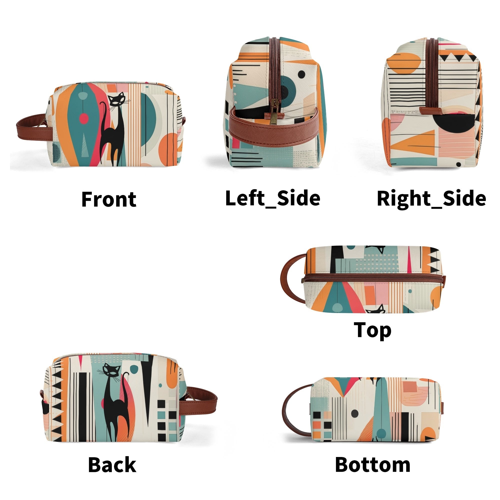 Kate McEnroe New York Atomic Cat Retro Mod Travel Dopp Kit, Mid Century Modern Geometric Toiletry Bag, 50s Space Age OrganizerCosmetic &amp; Toiletry BagsW0ZGL52W - 1