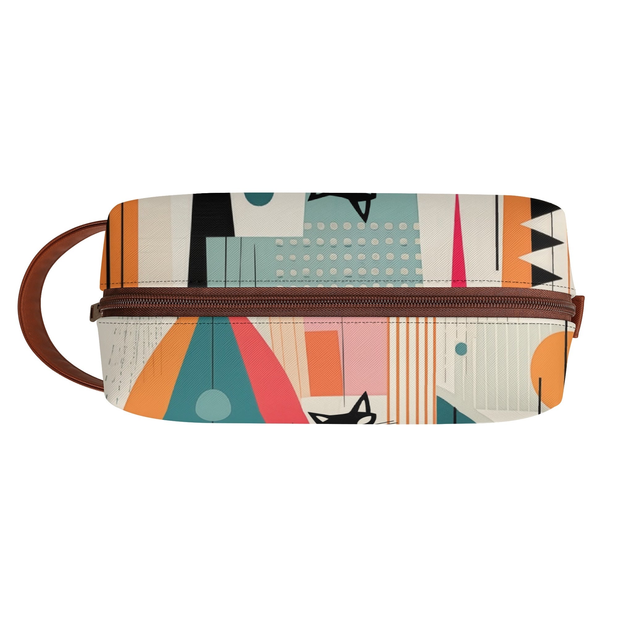 Kate McEnroe New York Atomic Cat Retro Mod Travel Dopp Kit, Mid Century Modern Geometric Toiletry Bag, 50s Space Age OrganizerCosmetic &amp; Toiletry BagsW0ZGL52W - 1