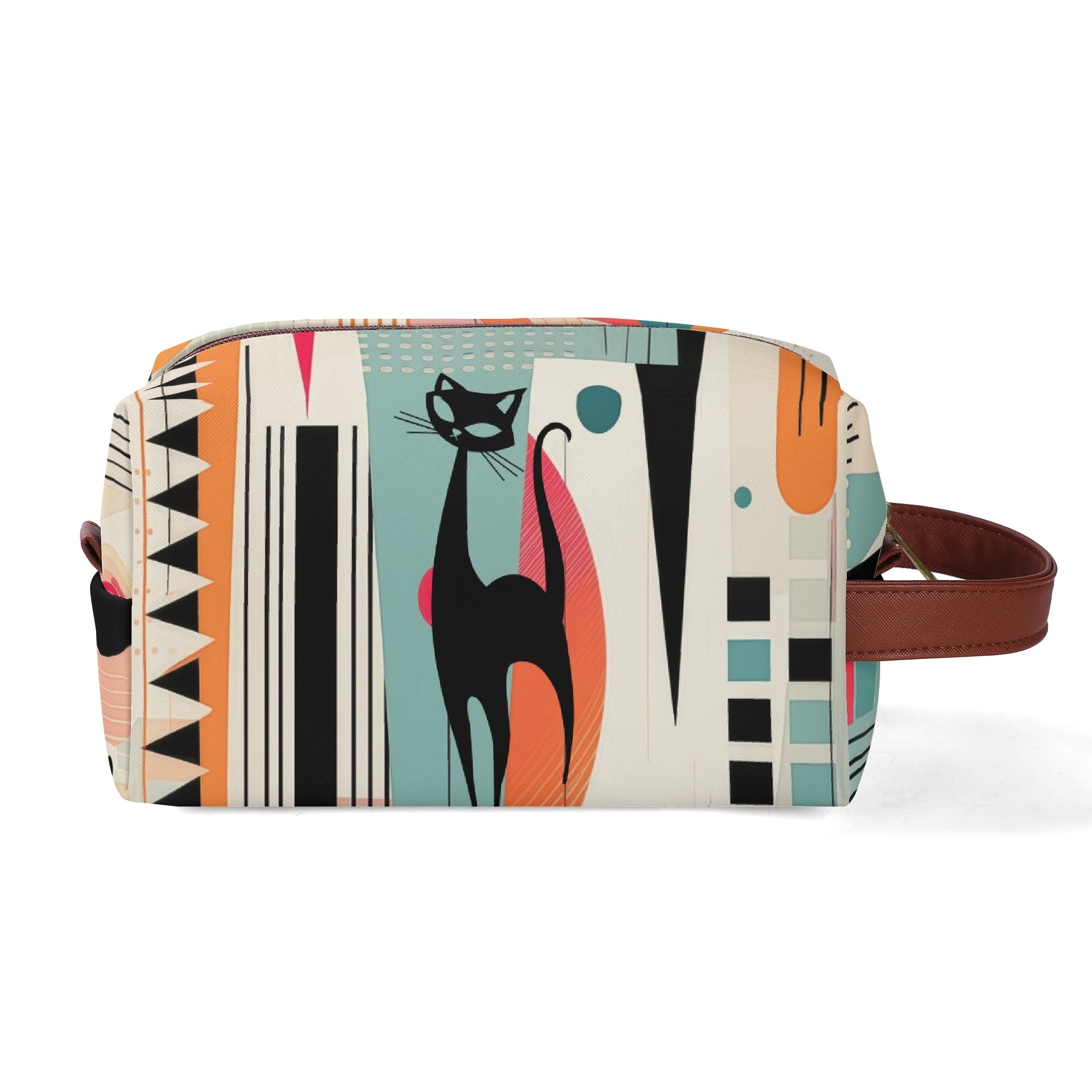 Kate McEnroe New York Atomic Cat Retro Mod Travel Dopp Kit, Mid Century Modern Geometric Toiletry Bag, 50s Space Age OrganizerCosmetic &amp; Toiletry BagsW0ZGL52W - 1