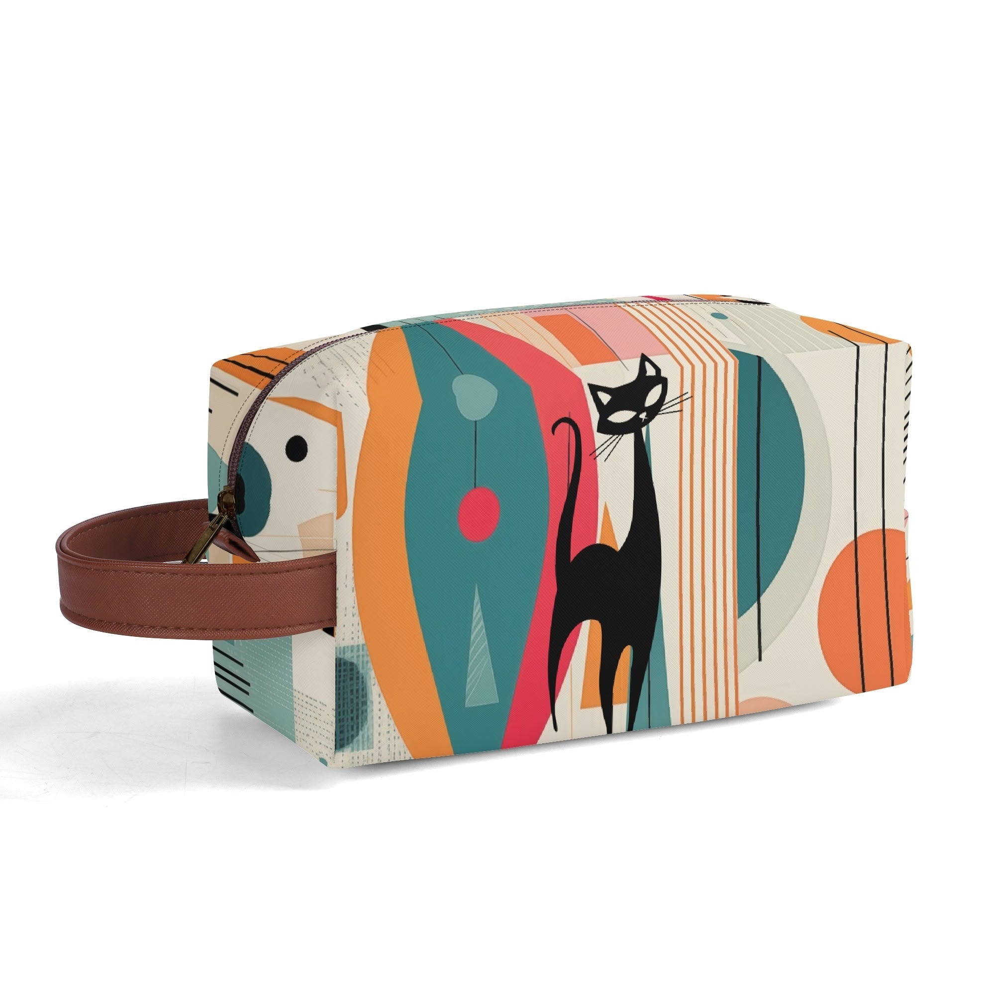 Kate McEnroe New York Atomic Cat Retro Mod Travel Dopp Kit, Mid Century Modern Geometric Toiletry Bag, 50s Space Age OrganizerCosmetic &amp; Toiletry BagsW0ZGL52W - 1