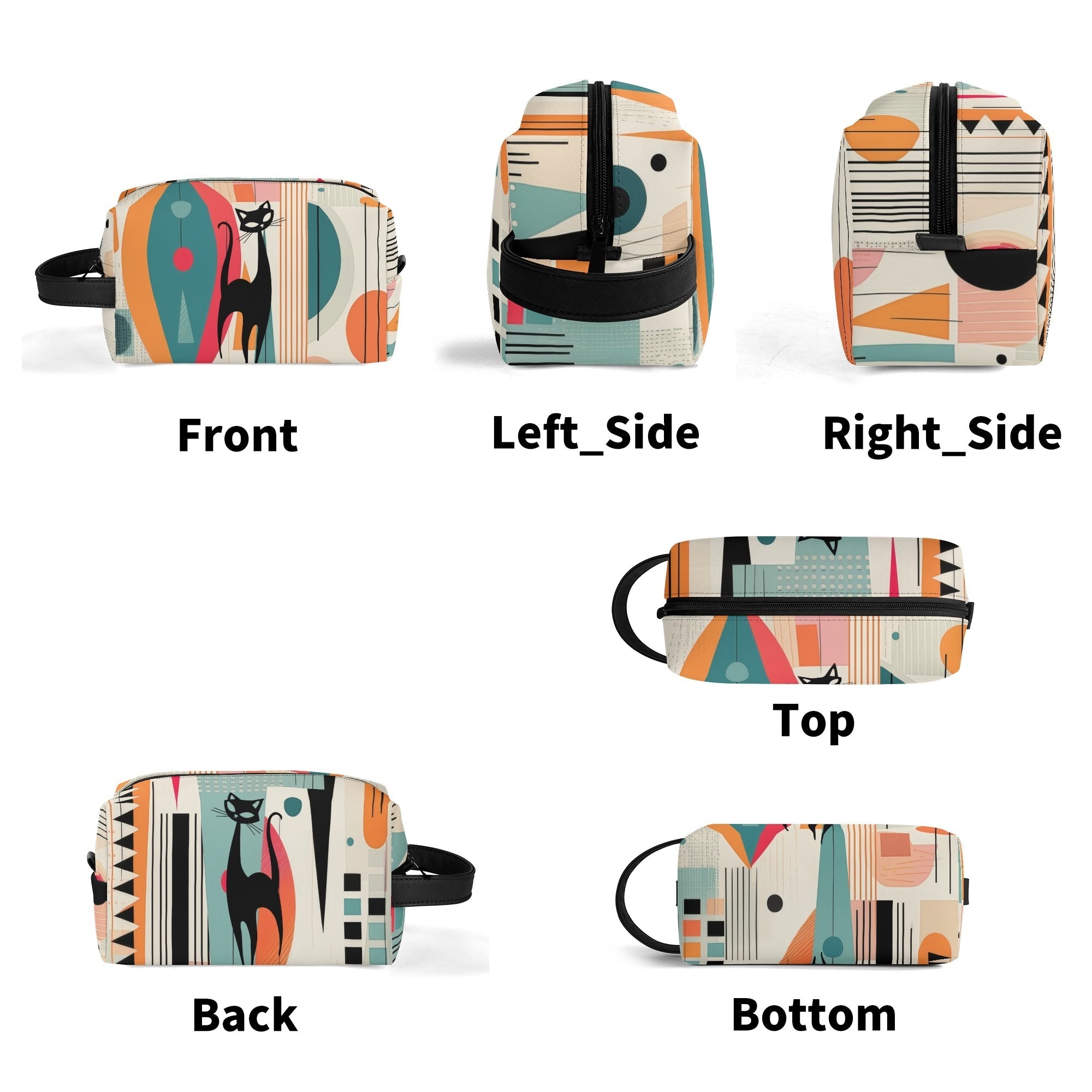 Kate McEnroe New York Atomic Cat Retro Mod Travel Dopp Kit, Mid Century Modern Geometric Toiletry Bag, 50s Space Age OrganizerCosmetic &amp; Toiletry BagsW0ZGL52W - 2